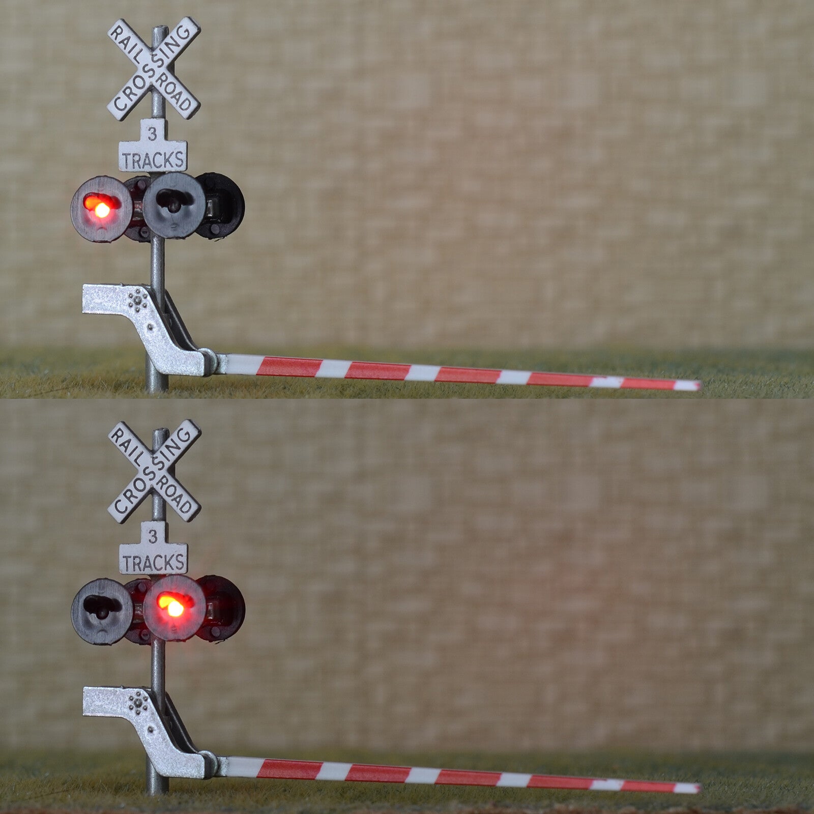 2 x HO scale railroad grade crossing signal arm gate stop lever 3 tracks #S43R