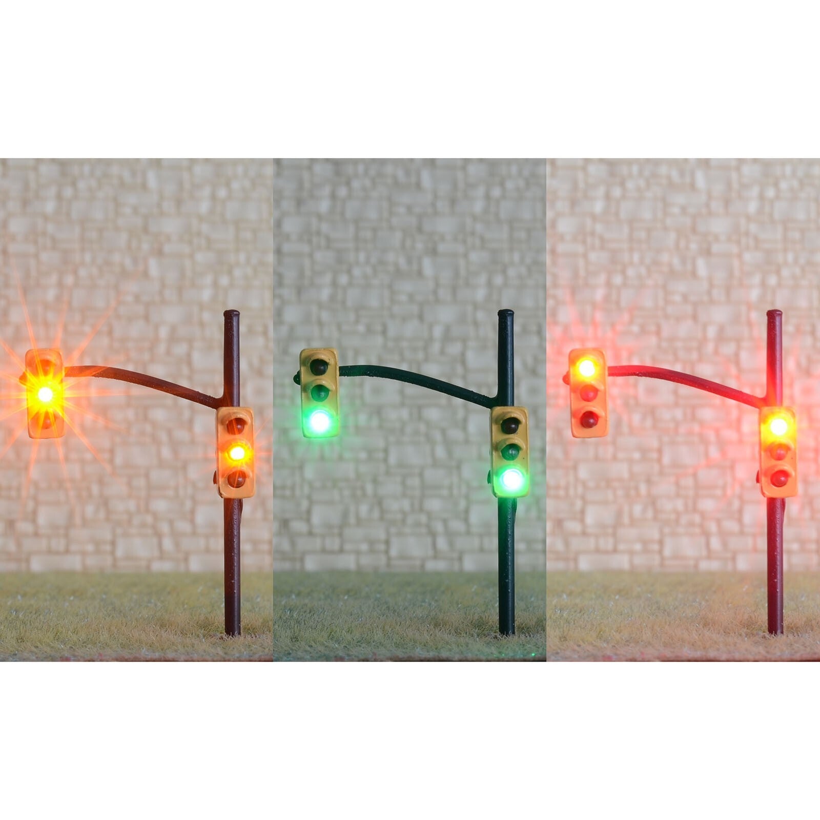 2 x traffic signal light HO OO scale model railroad crossing street light #3P3E
