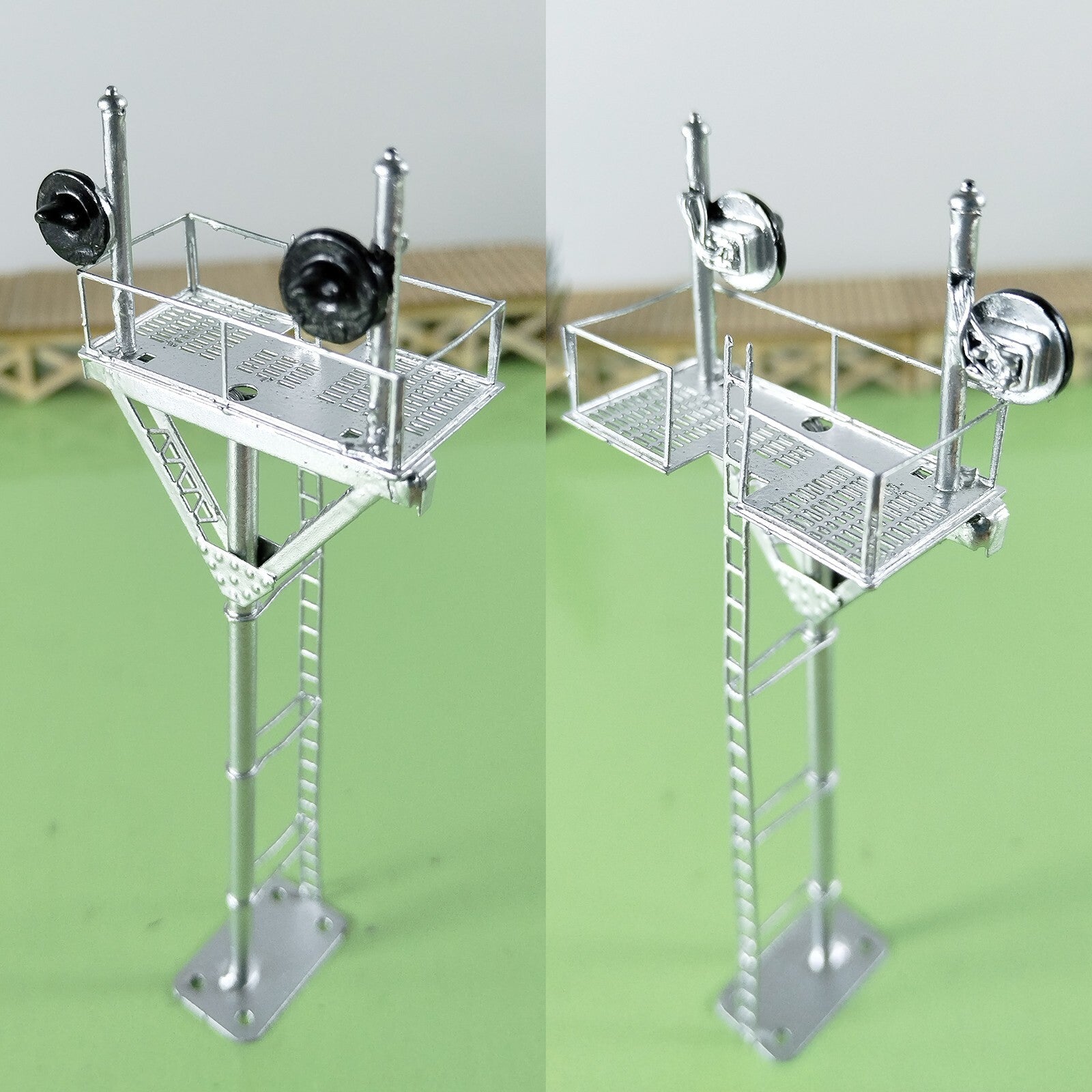 1 x HO scale model tower searchlight signal goalpost bracket 2 faceplate #G2