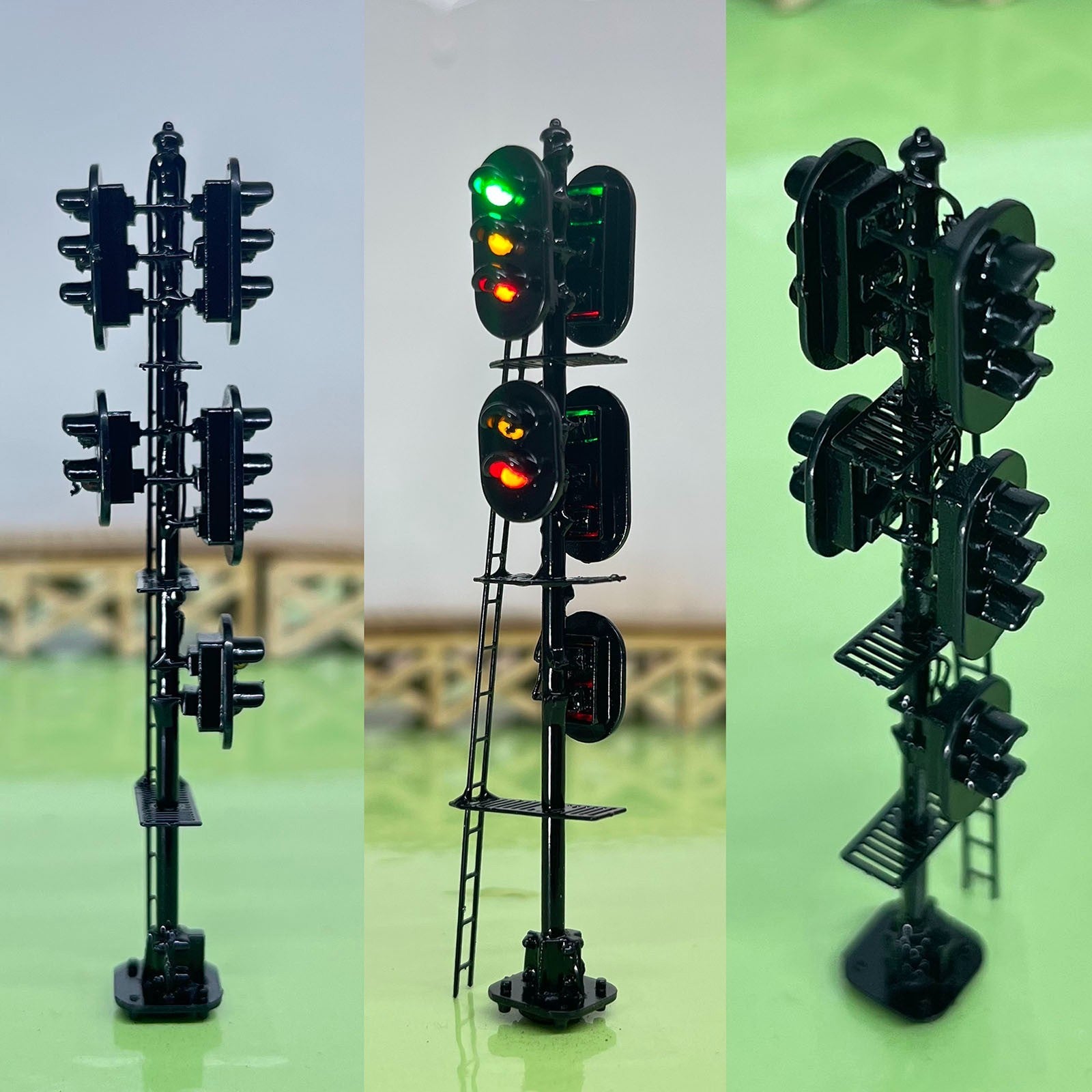 1 x HO scale model railroad block signal 5 heads distance metal #2S332BL32