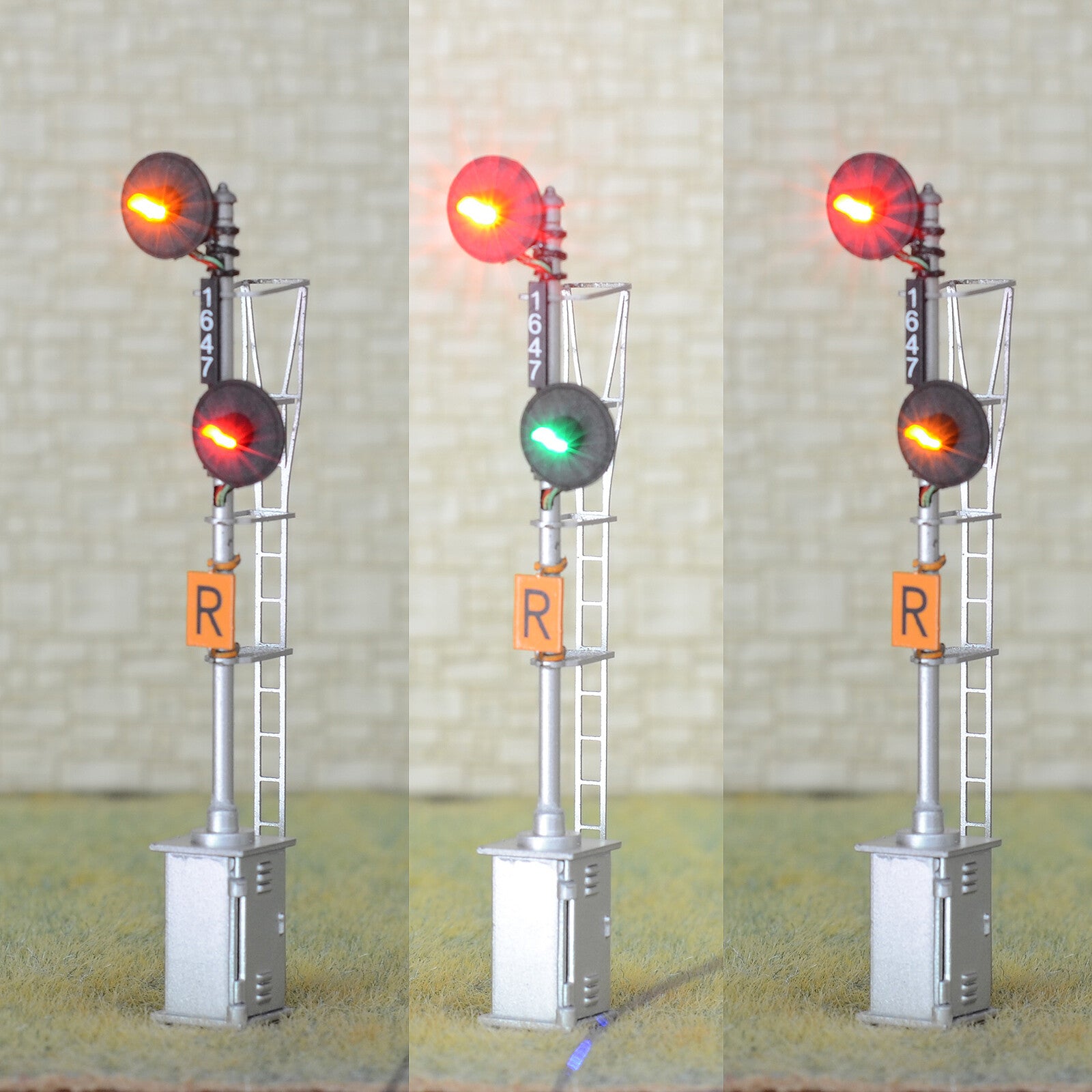 1 x HO scale 2 head searchlight lower offset Distant / Intermediate signal #OF05