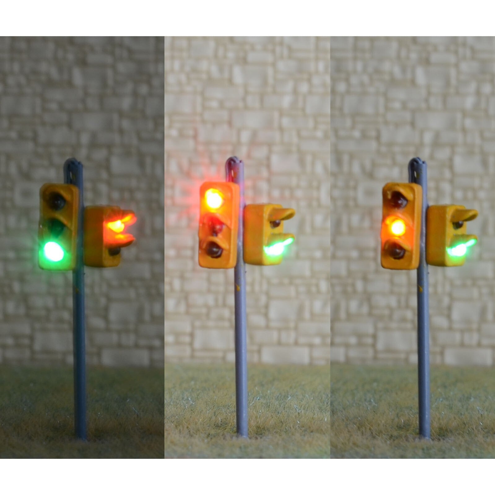 2 x traffic signal light HO OO scale model railroad crossing walk led lamp #OR32