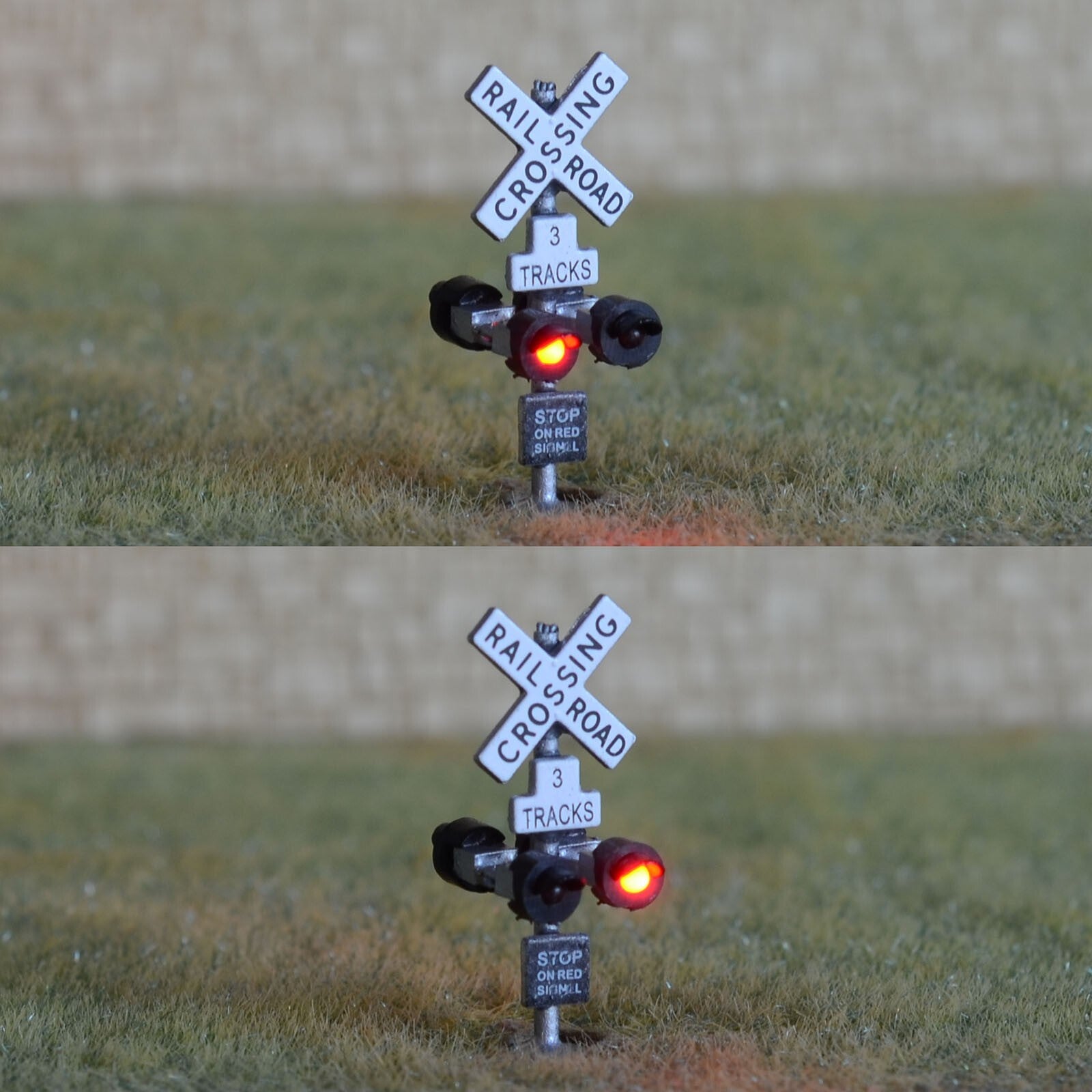 2 x N scale model grade crossing signal light LED made + 1 flasher board #NcS43