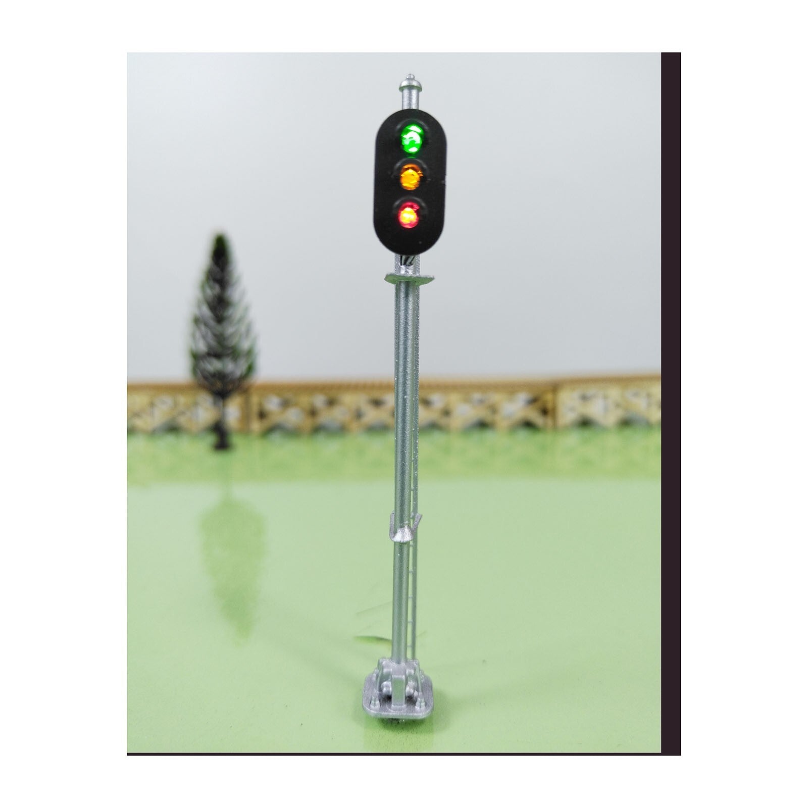 1 x HO scale model railroad 3 aspects block signal LED 3 colors silver #K03Sg