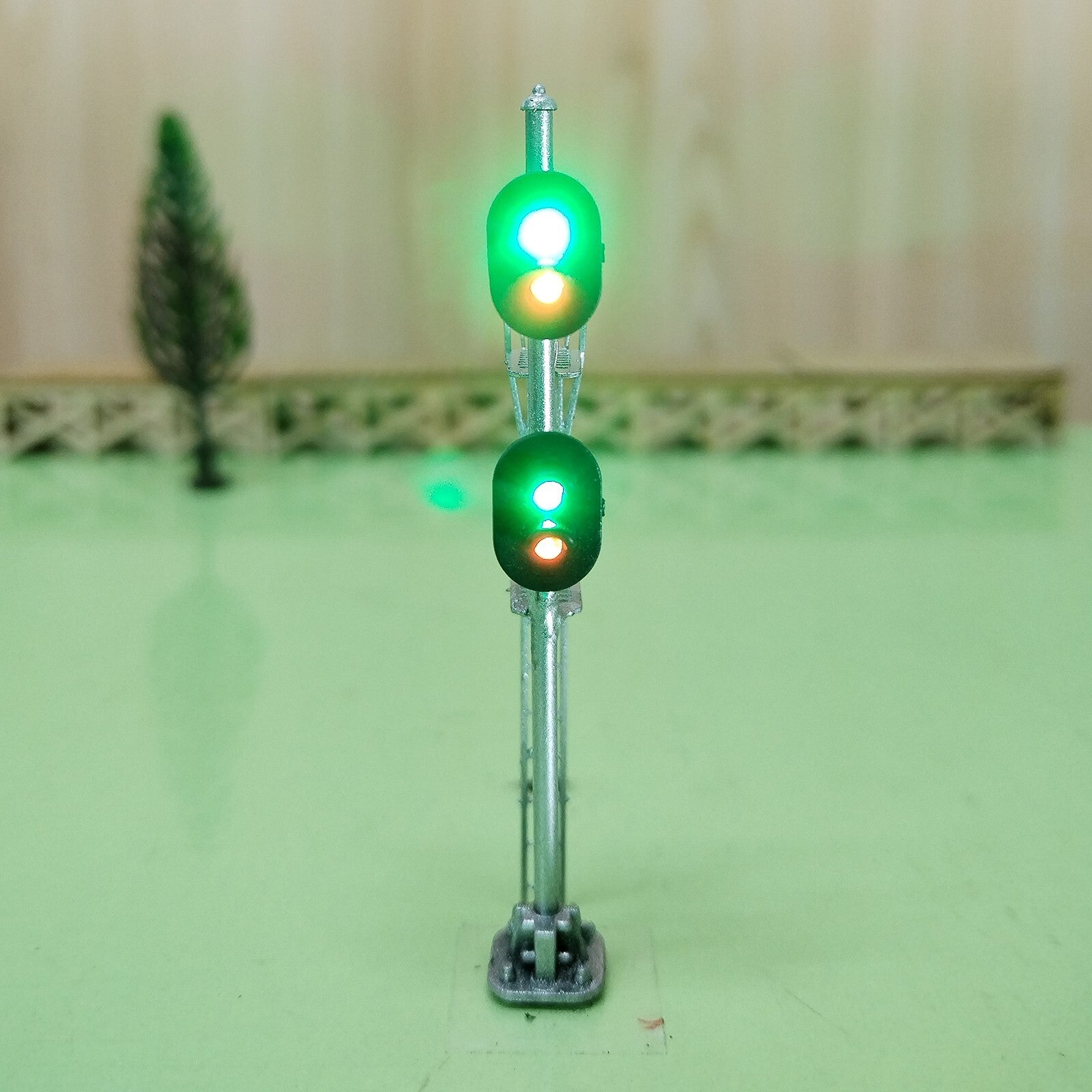 1 x HO scale model railroad 2 heads block signal LED made Green/Red light #K22Ky
