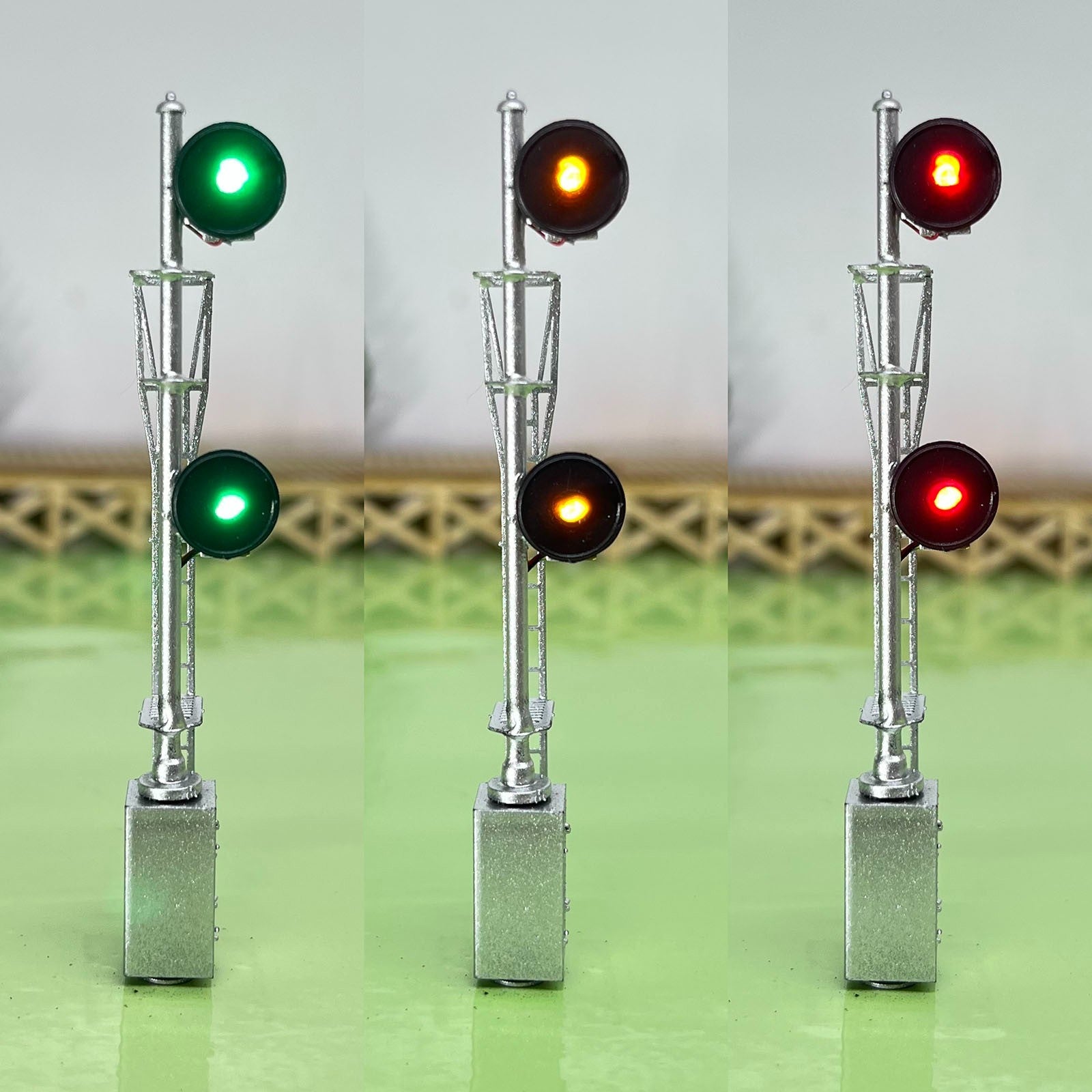 1 x HO scale model railroad 3 colors searchlight signal metal 2 heads #26SL