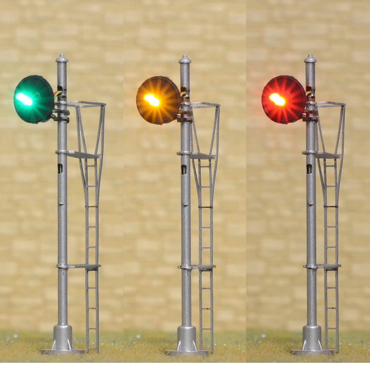 1 x HO scale model railroad 3-colors searchlight signal LED metal 1 head #M00