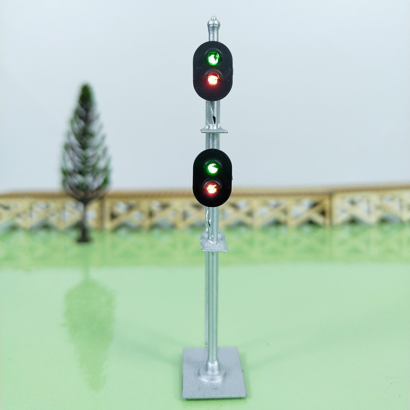 1 x HO scale model railroad 2 heads 2 aspects block signal LED made #K22Sr