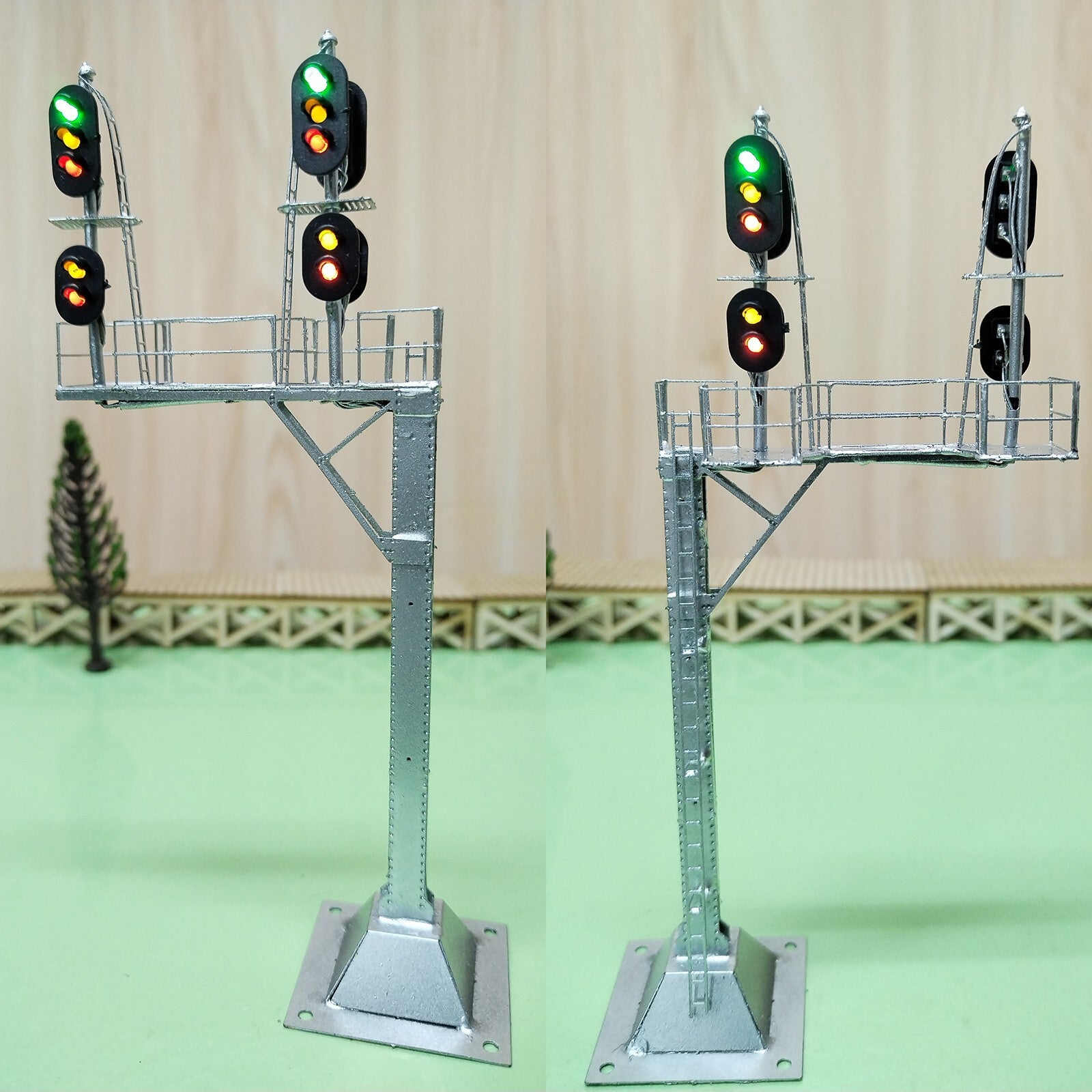 1 x HO scale cantilever block signal tower metal 6 heads 2 directions #CB32