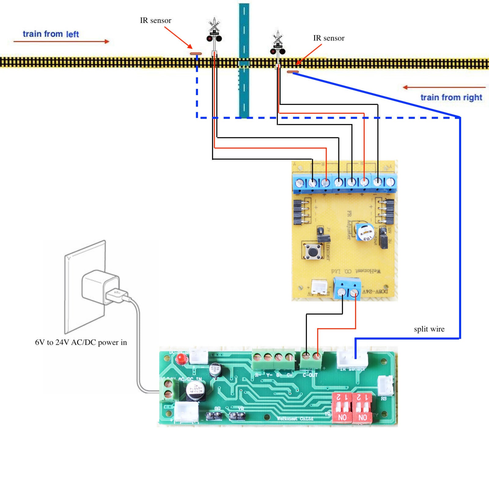1 set grade crossing signal + automatic controller by train detector auto flash