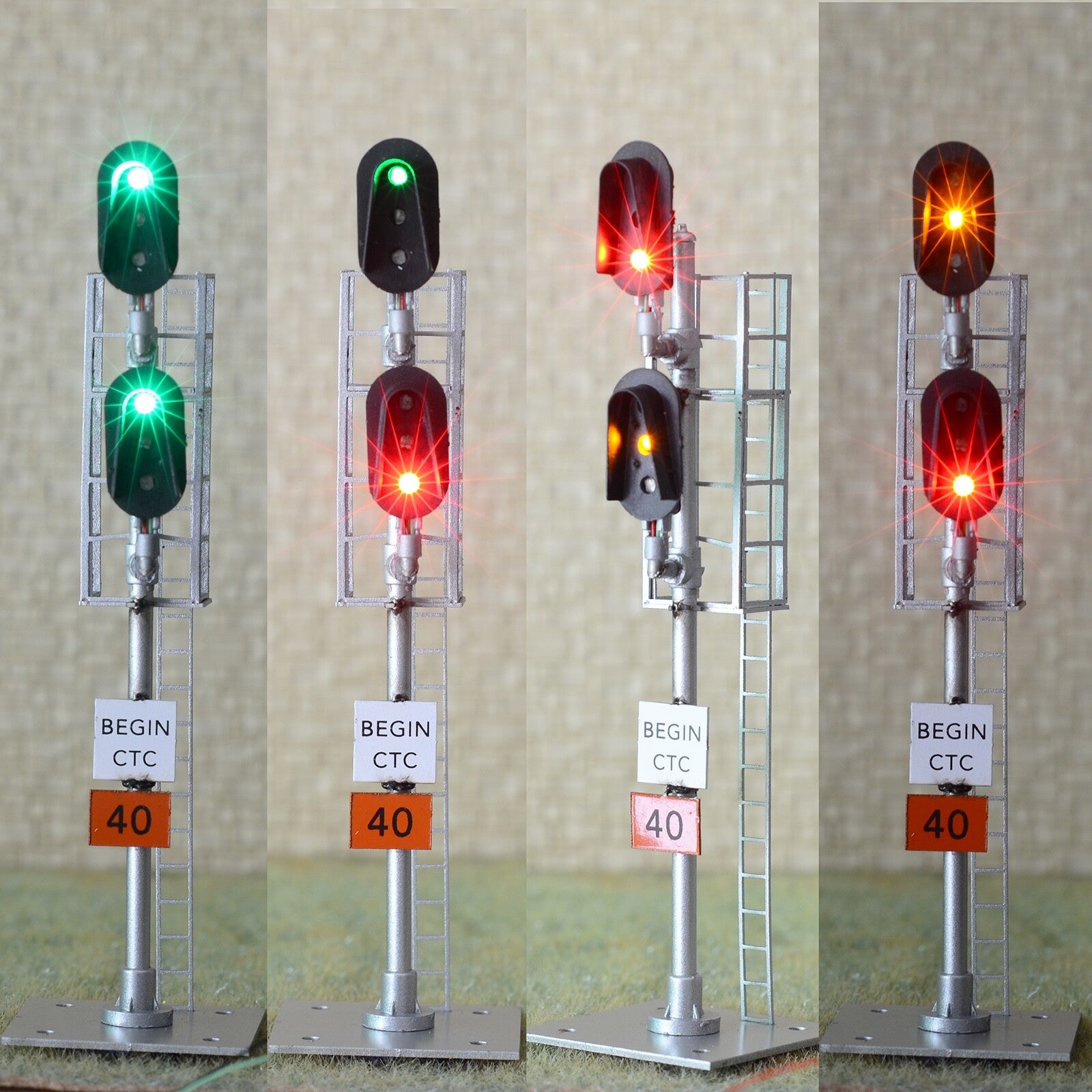 1 x HO scale model 3 colors block signal sunshield 2 heads Darth Vader style #Z2