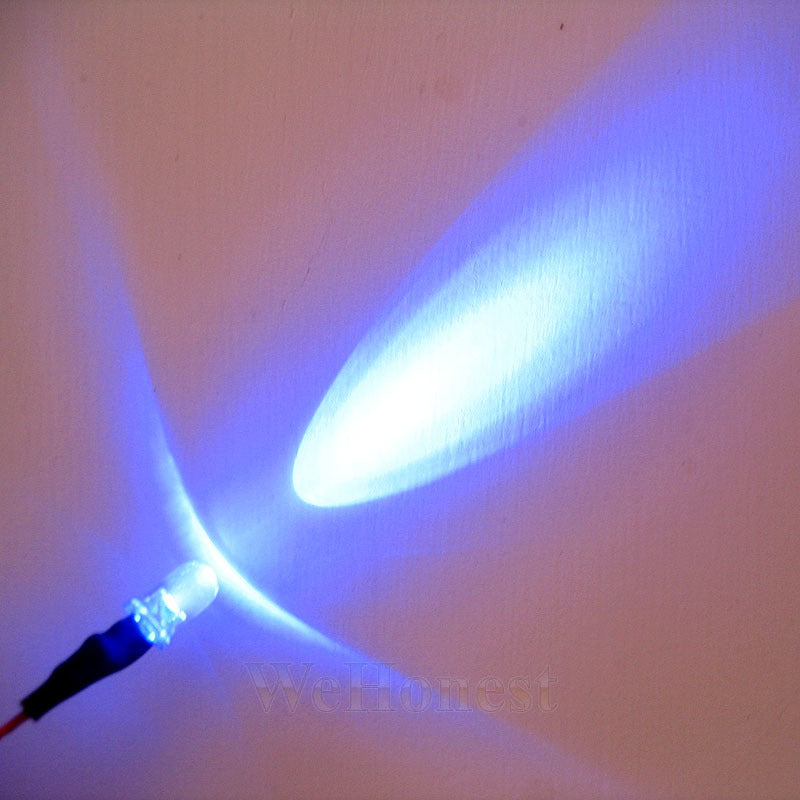 20 pcs Pre Wired 5mm Clear LEDs with Blue Light for DC12V - DC16V