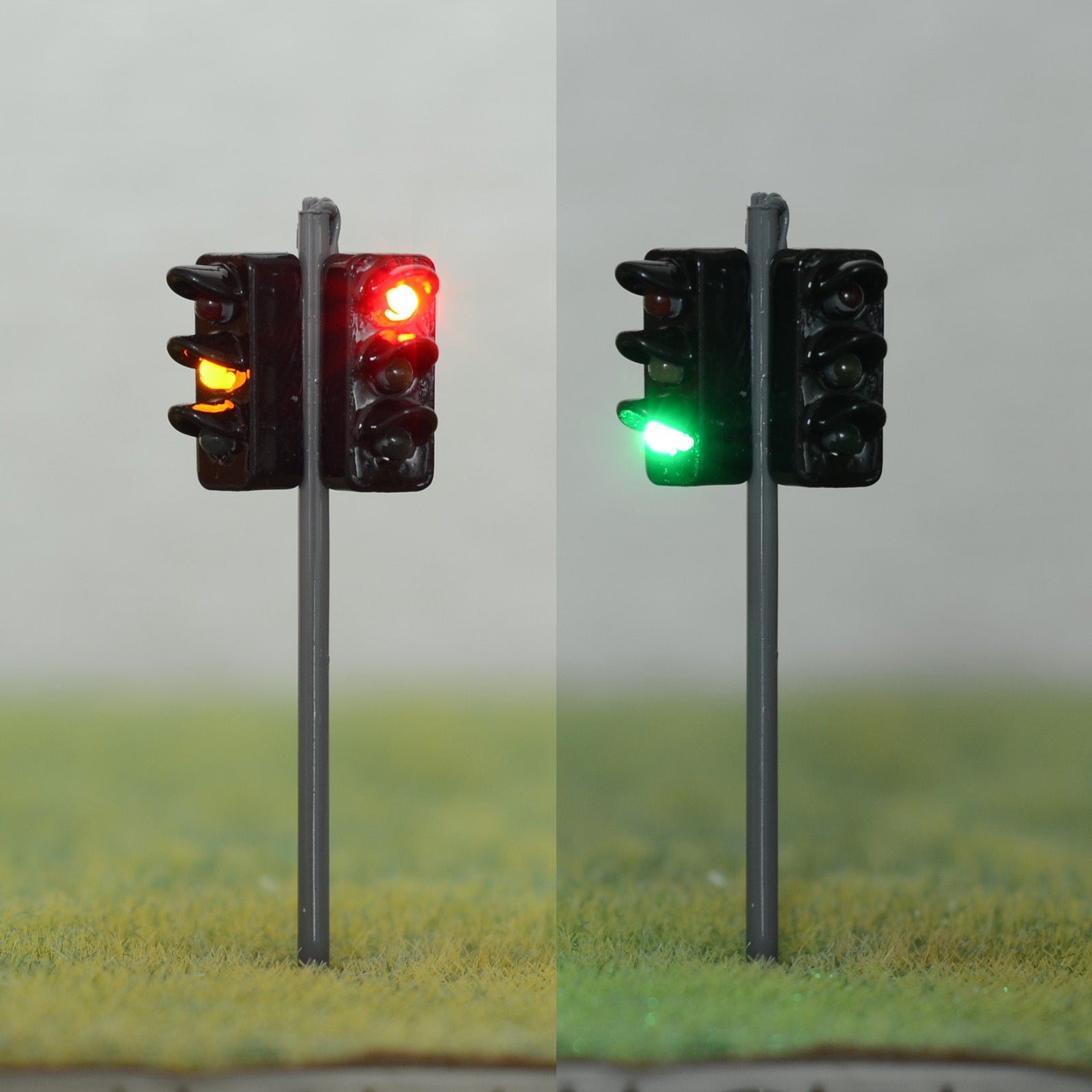 2 x traffic signal light HO OO Scale Model railroad crossing walk led lamp #GR33