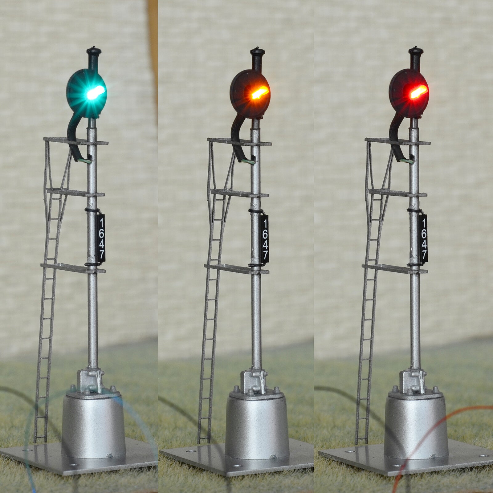 1 x HO scale model railroad tri-colors searchlight signal fine metal cabinet #02