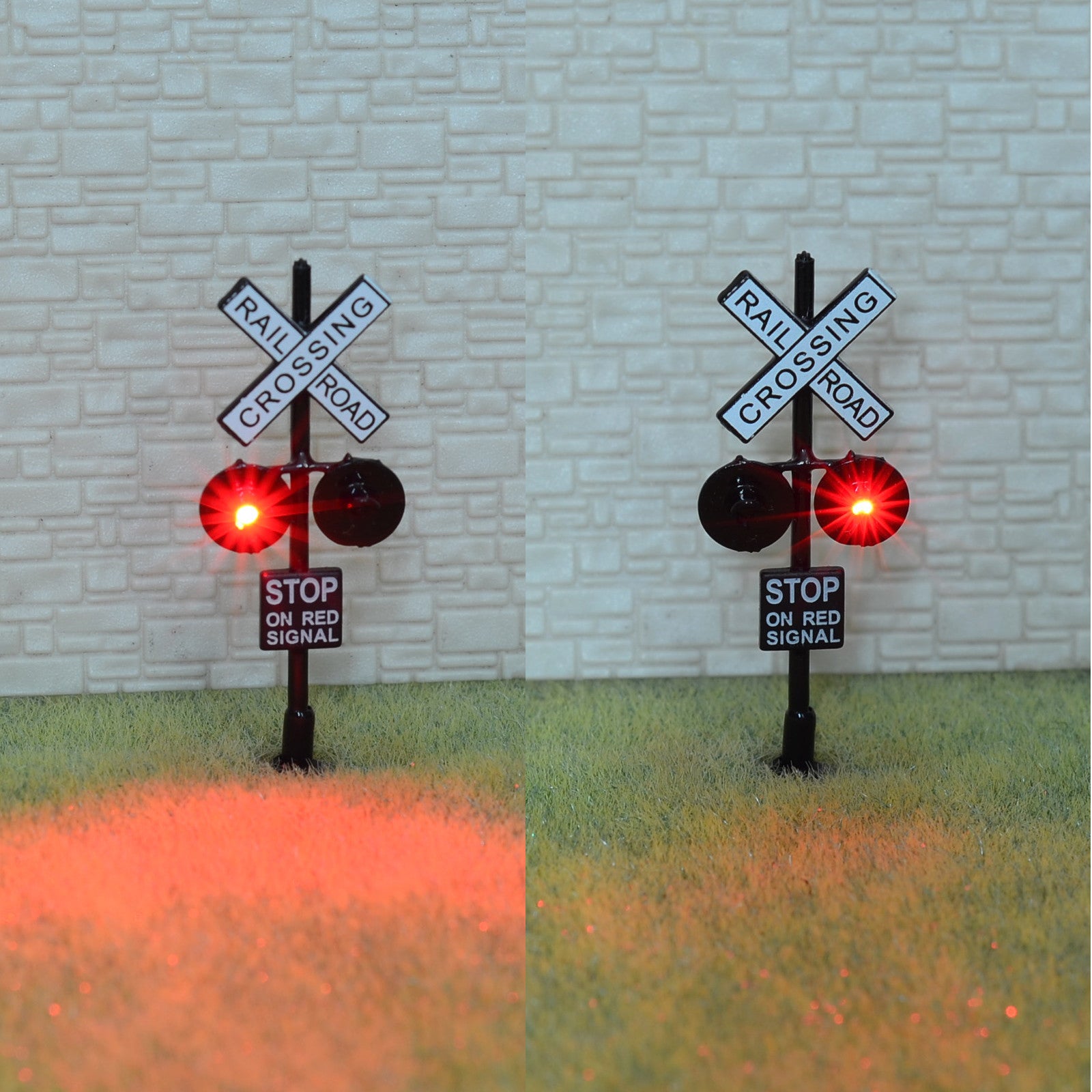 4 x HO Scale Railroad Crossing Signals 2mm LEDs made + 2 Circuit board flashers