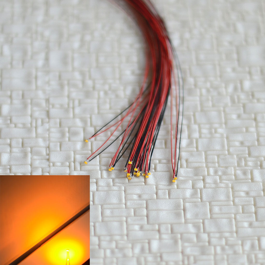 15 x Pre Wired yellow #0402 SMD led Lighting Kits Pre-soldered Micro LEDs Lamps