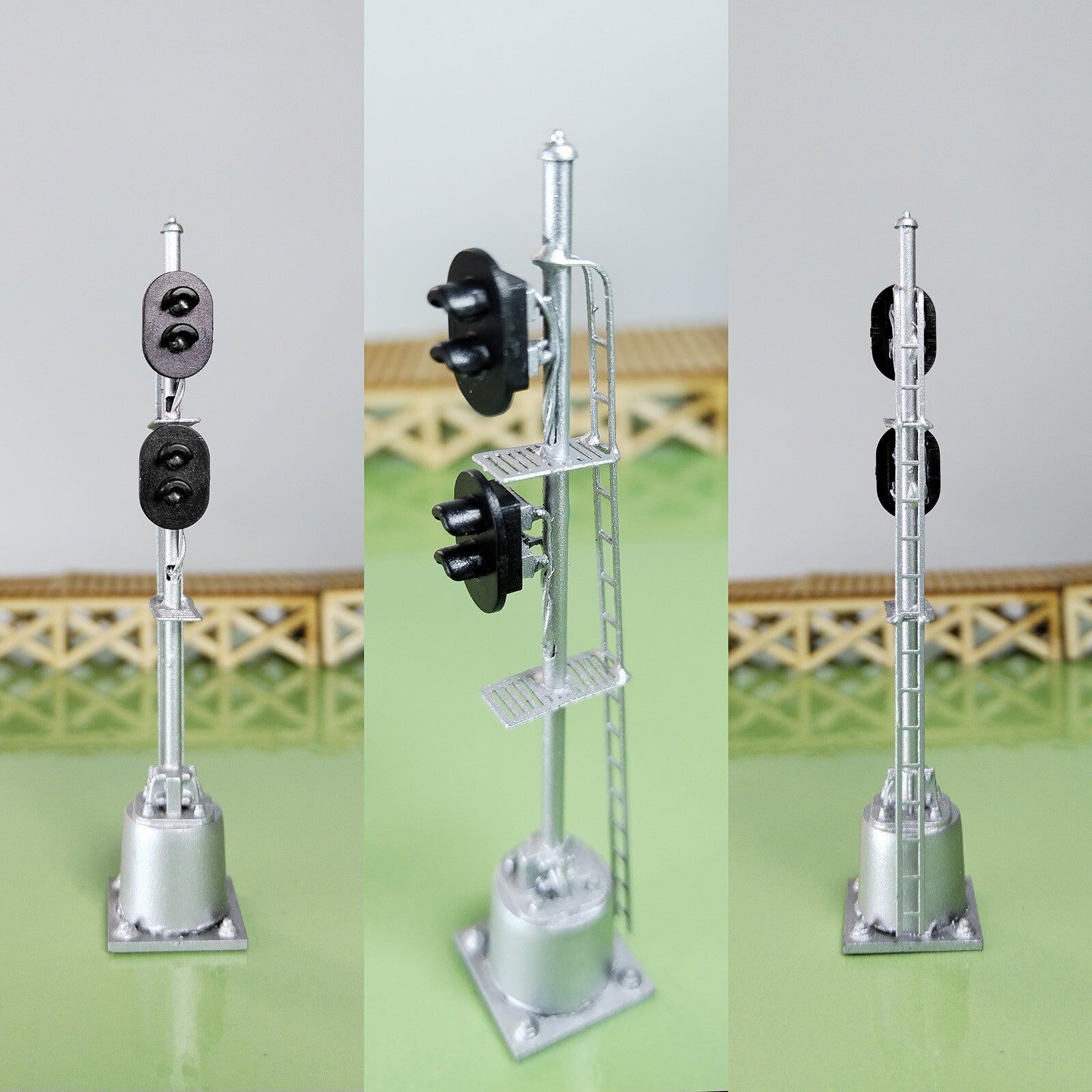 1 x HO scale model railroad 2 heads 2 aspects block signal LED made #K22Sp