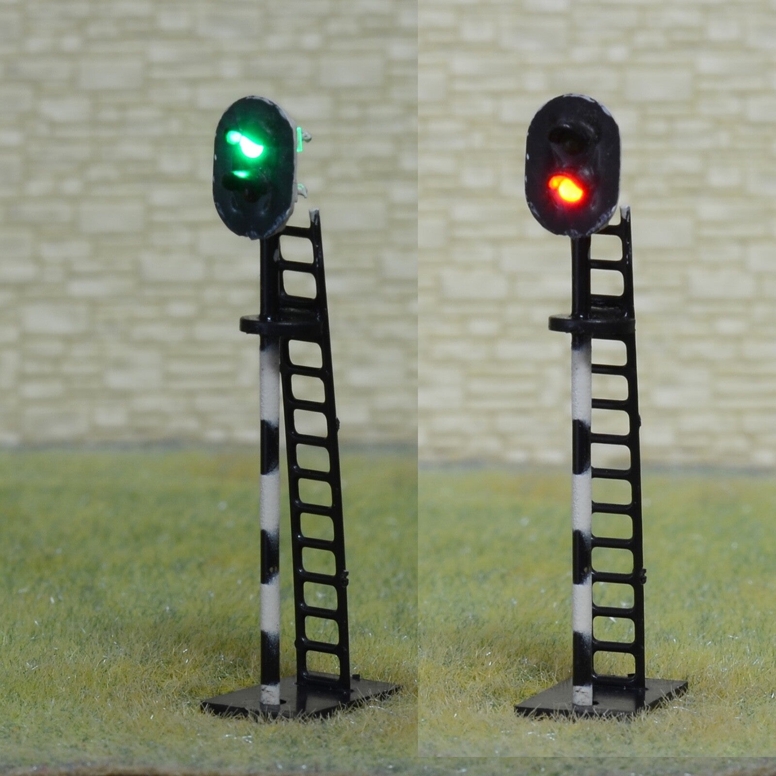 1 x HO scale model railroad 3 colors block signal zebra pole 2 aspects #BZ2