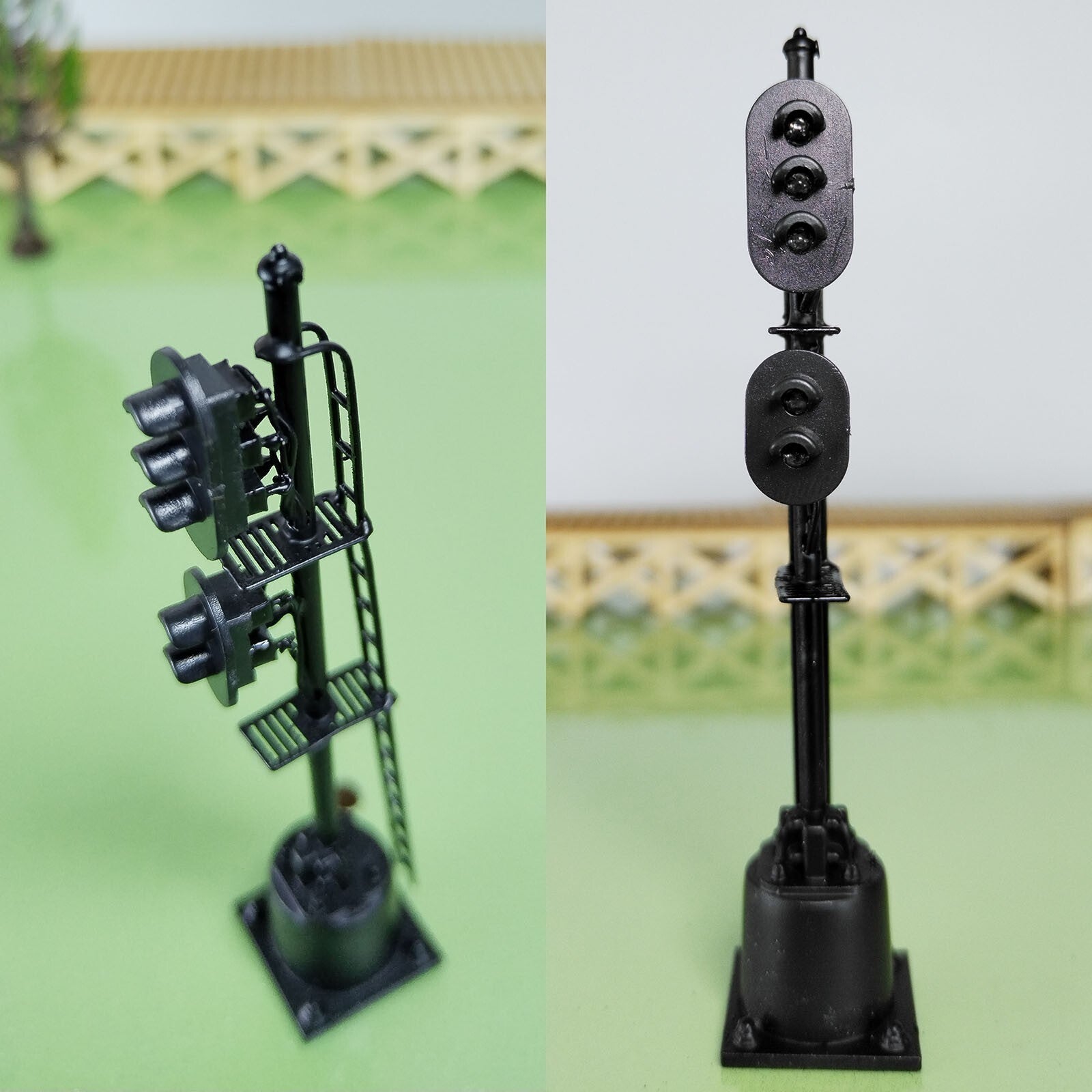 1 x HO scale model railroad 2 heads 2 + 3 aspects block signal LED made #K32SpBK