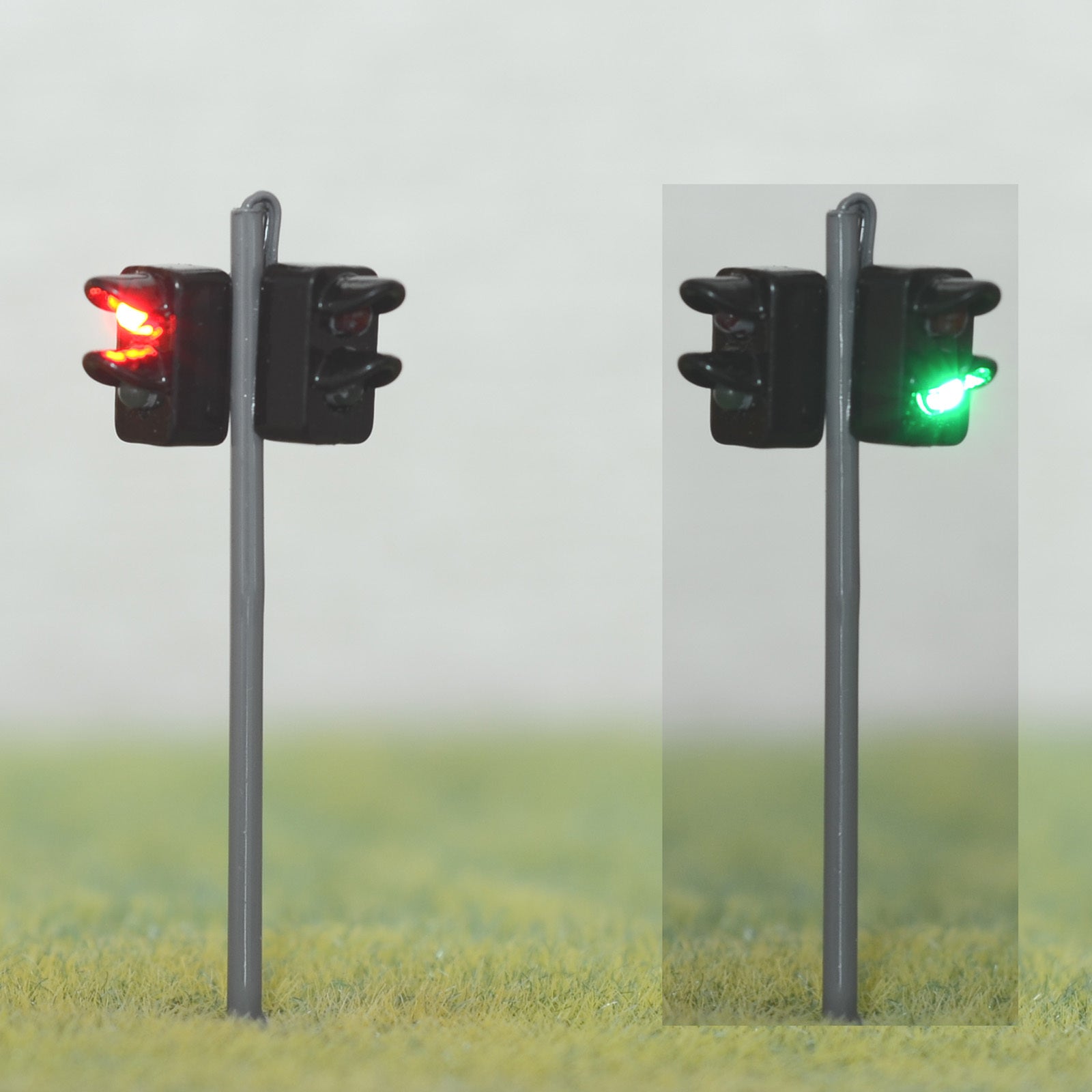 2 x traffic signal light HO OO scale model railroad crossing walk led lamp #GR22