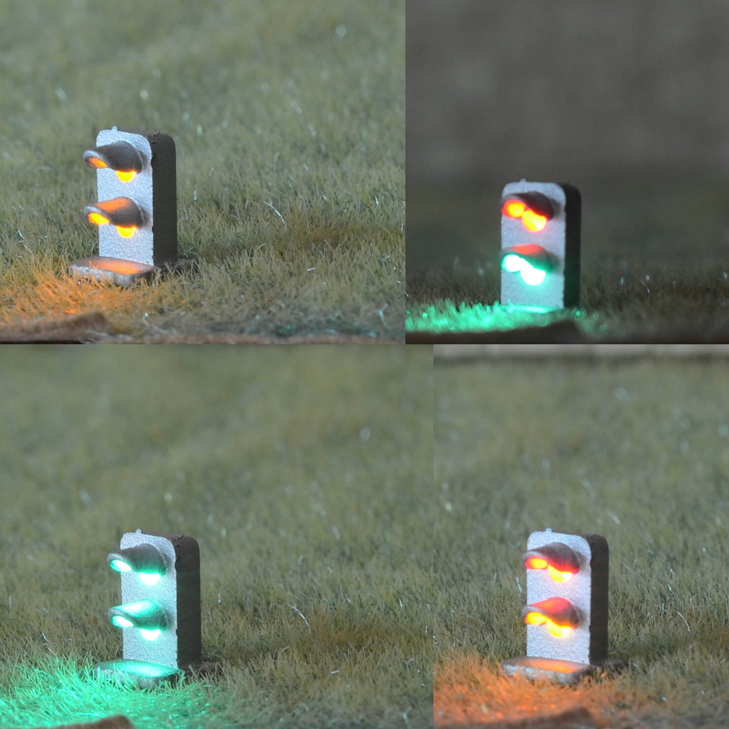 1 x HO scale railroad dwarf searchlight signal ground 2 aspects 3-colors LEDs