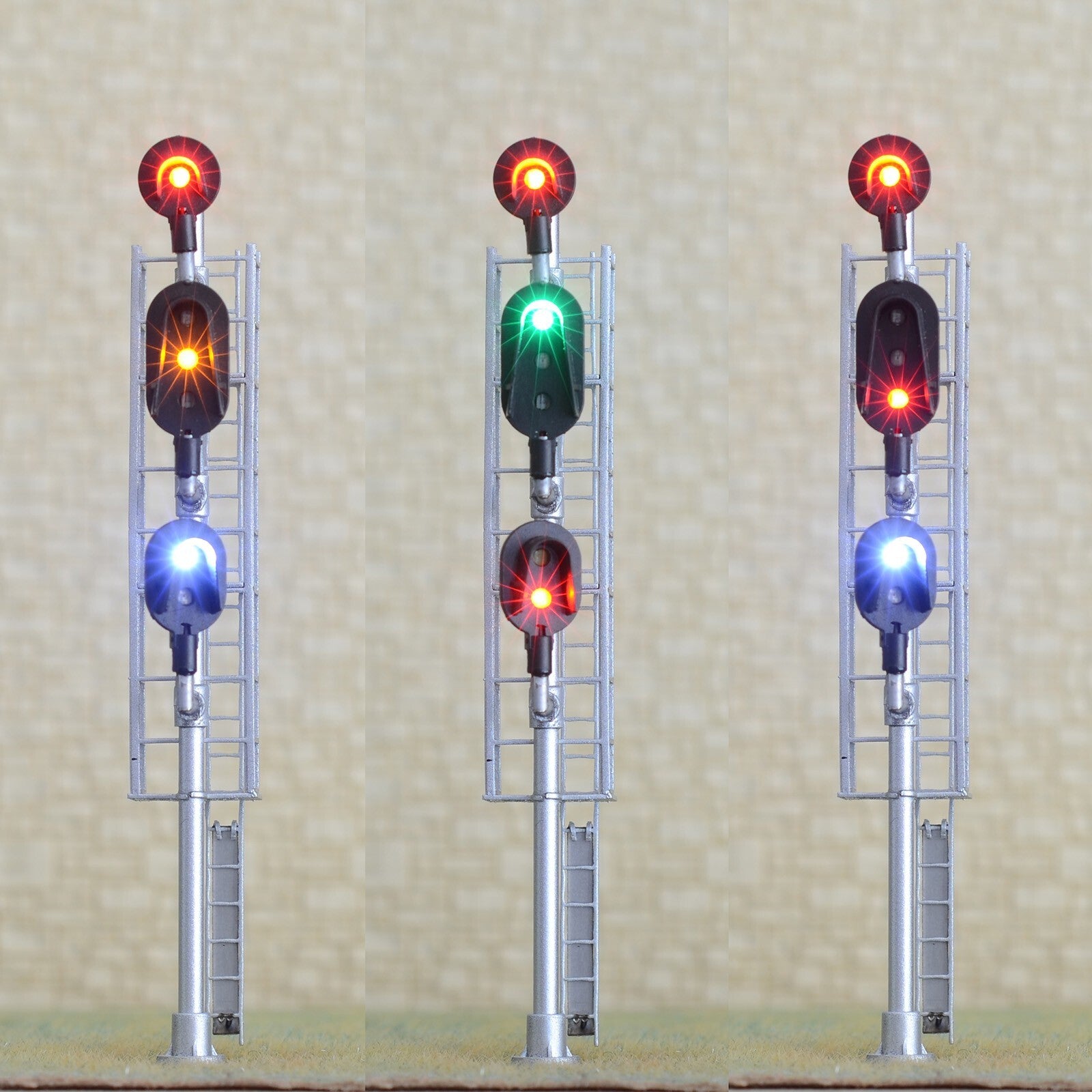 1 x HO scale model 3 colors block signal 3 heads Darth Vader style LED #Z132W