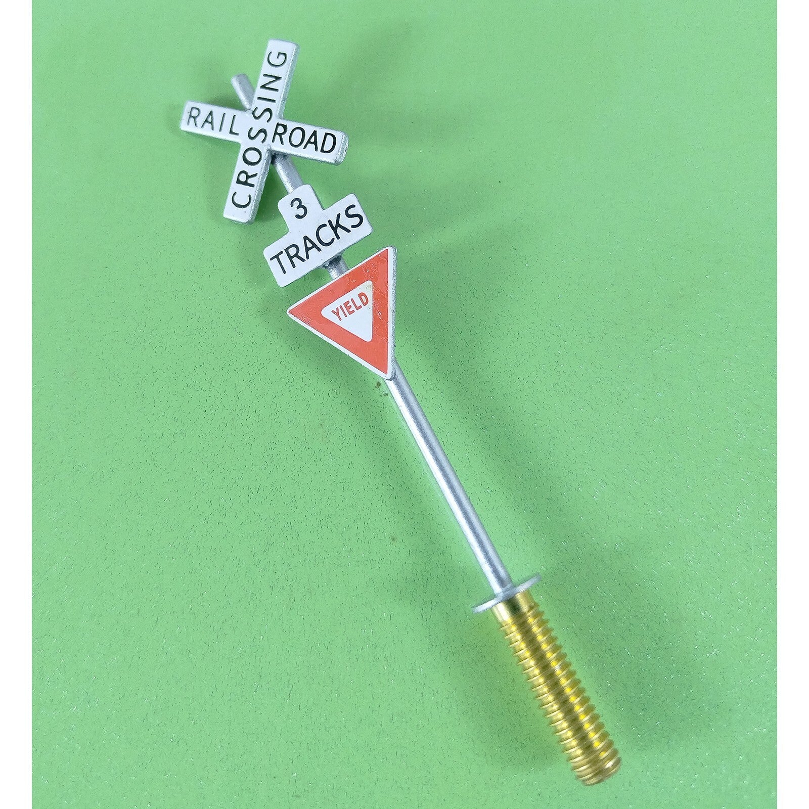 2 x HO scale railroad warning sign yield crossing 2 TRACKS sign trackside #CY2T