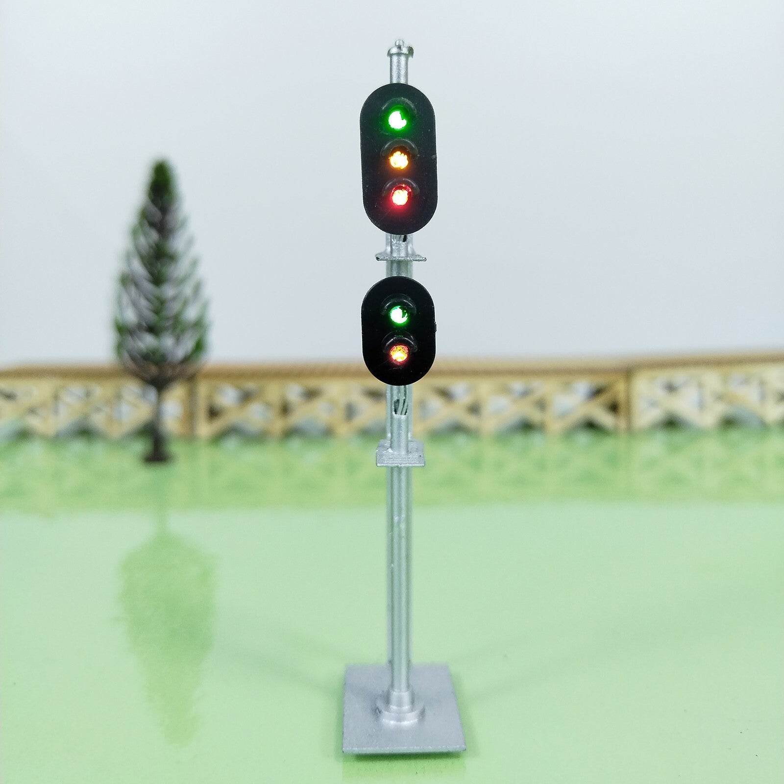 1 x HO scale model railroad 2 heads 2 + 3 aspects block signal LED made #K32Sr