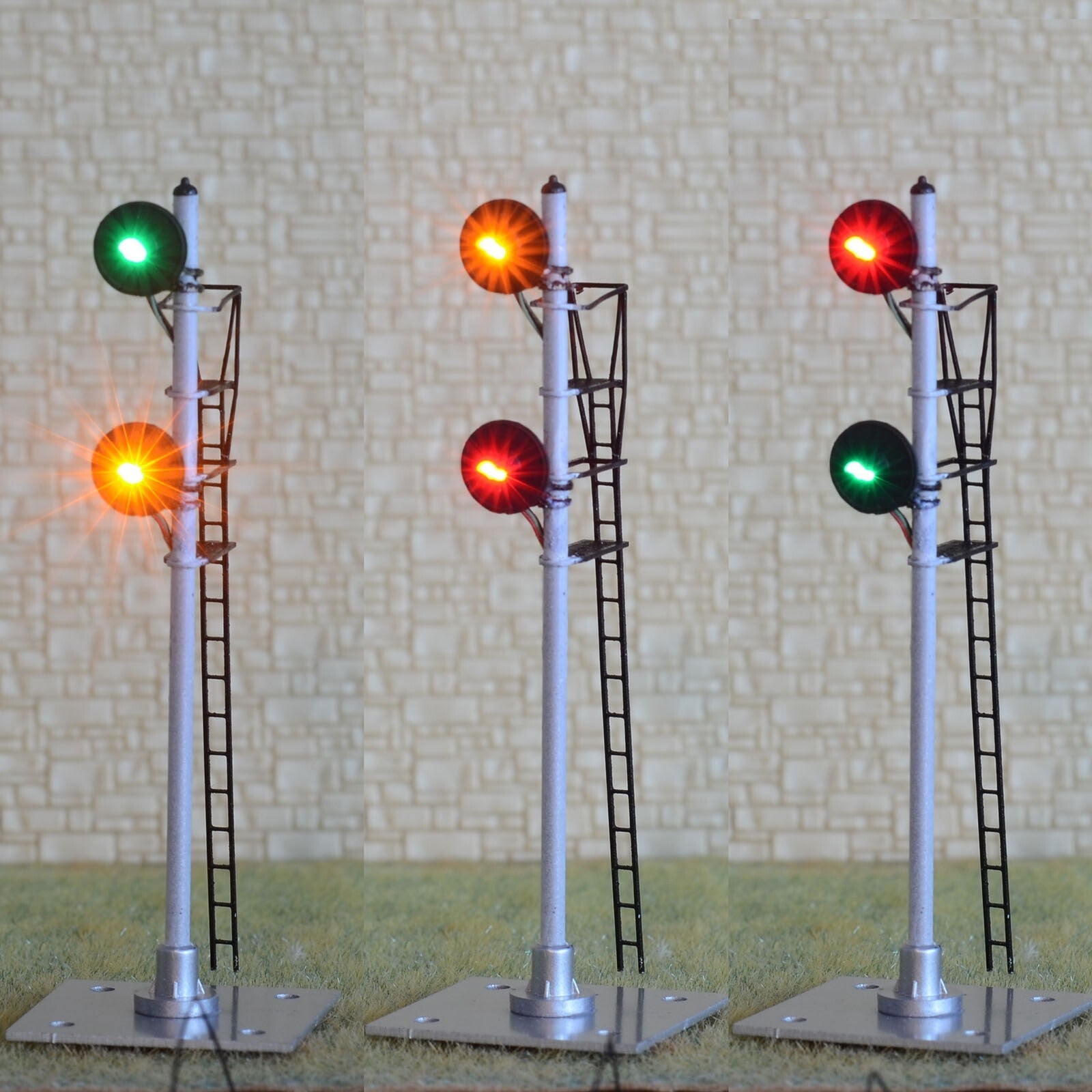 1 x HO scale model railroad 3-colors searchlight signal block 2 faceplate #N12BW