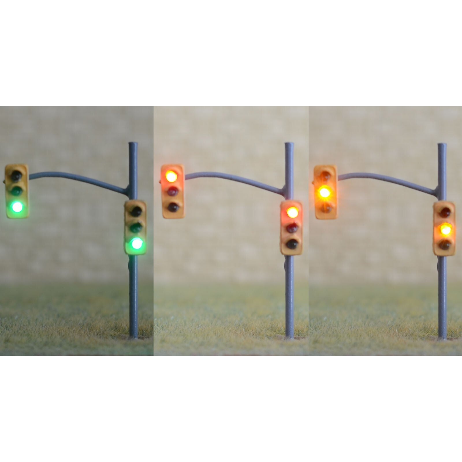 2 x traffic signal light HO OO scale model railroad crossing street light #3P3E
