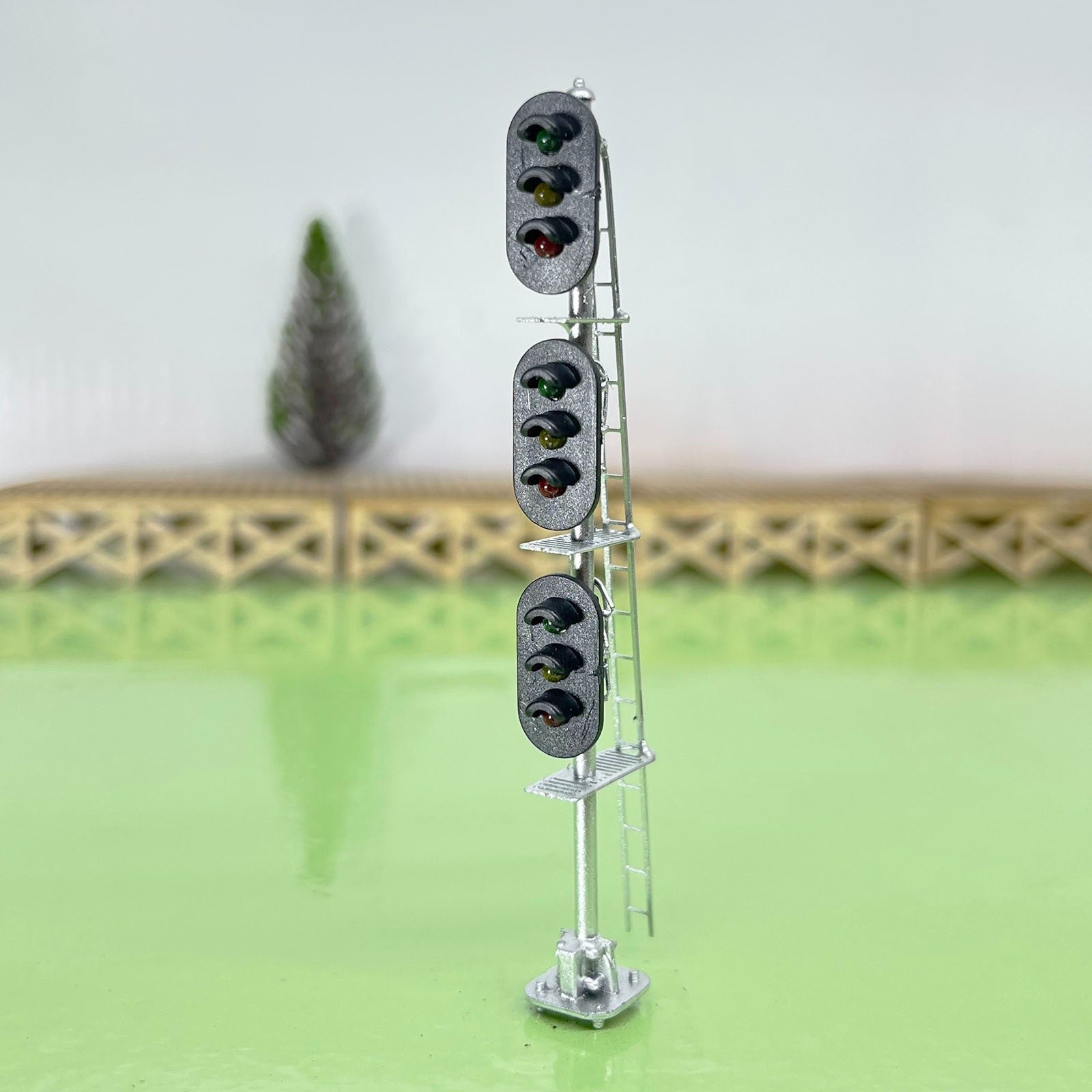 1 x HO scale model railroad block signal 3 heads distance metal #BS333skSL