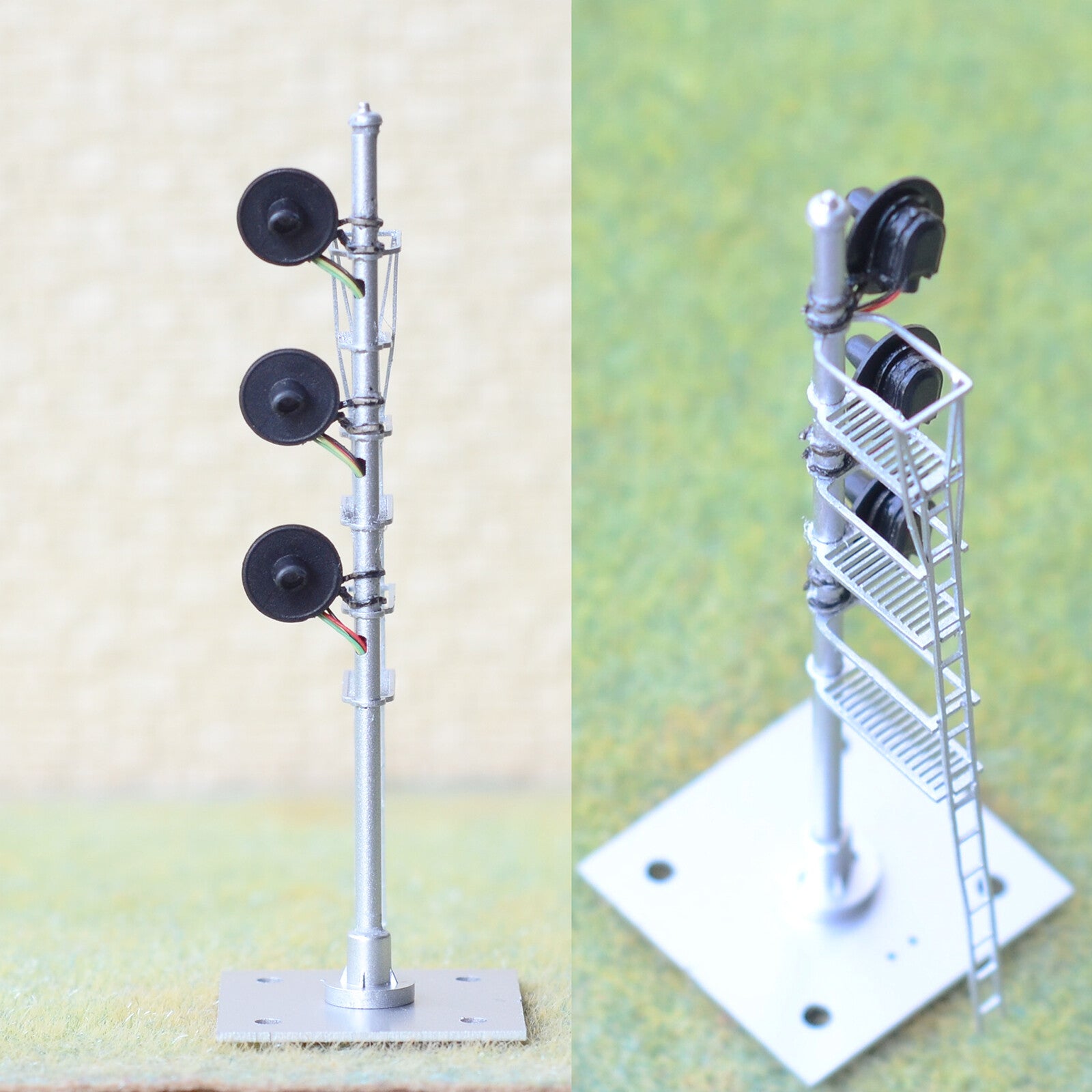 1 x HO scale model railroad 3-colors searchlight signal metal block 3 heads #N13