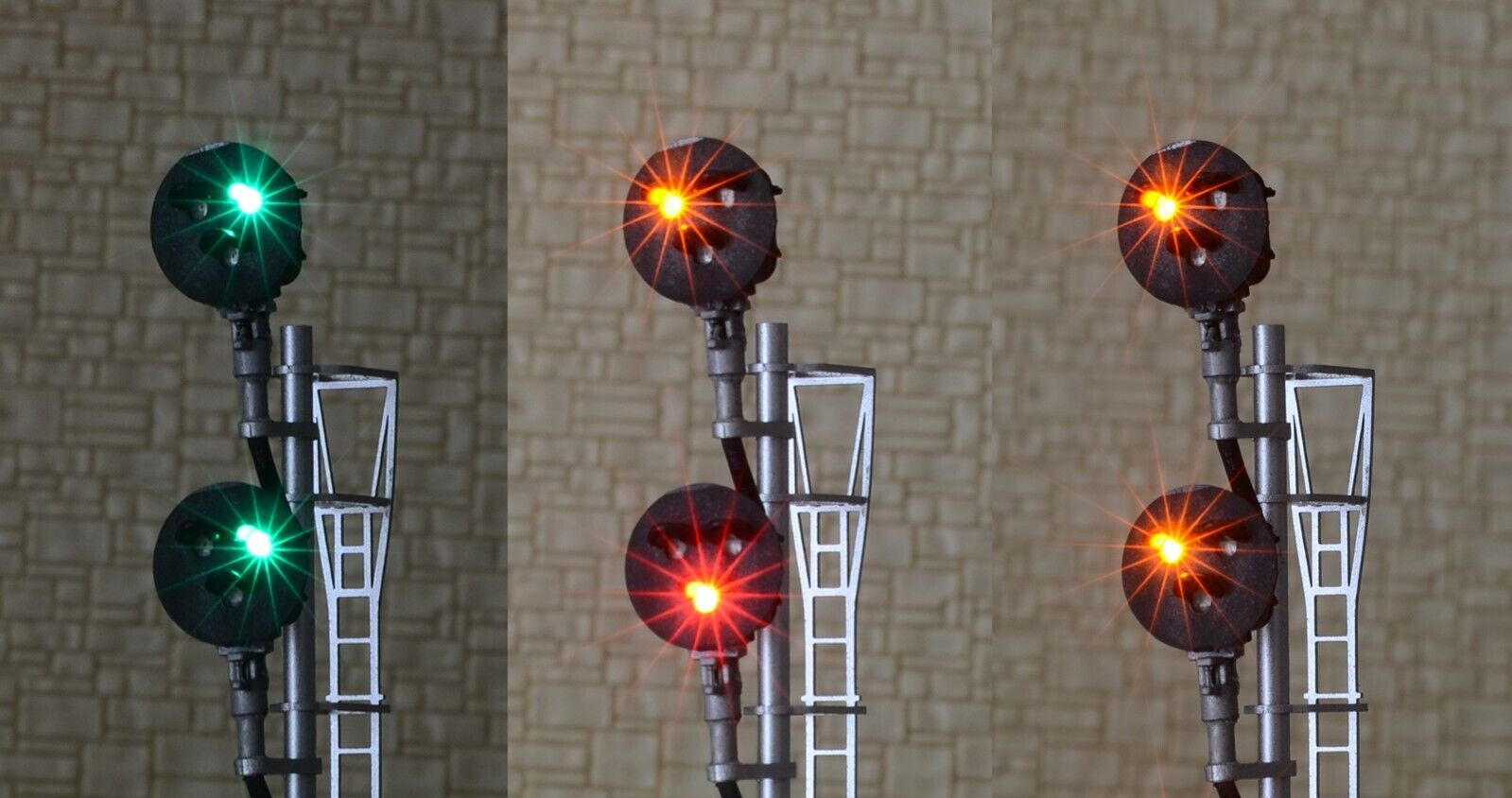 1 x HO scale model railroad tri-light type G block signal metal 2 targets #GS2