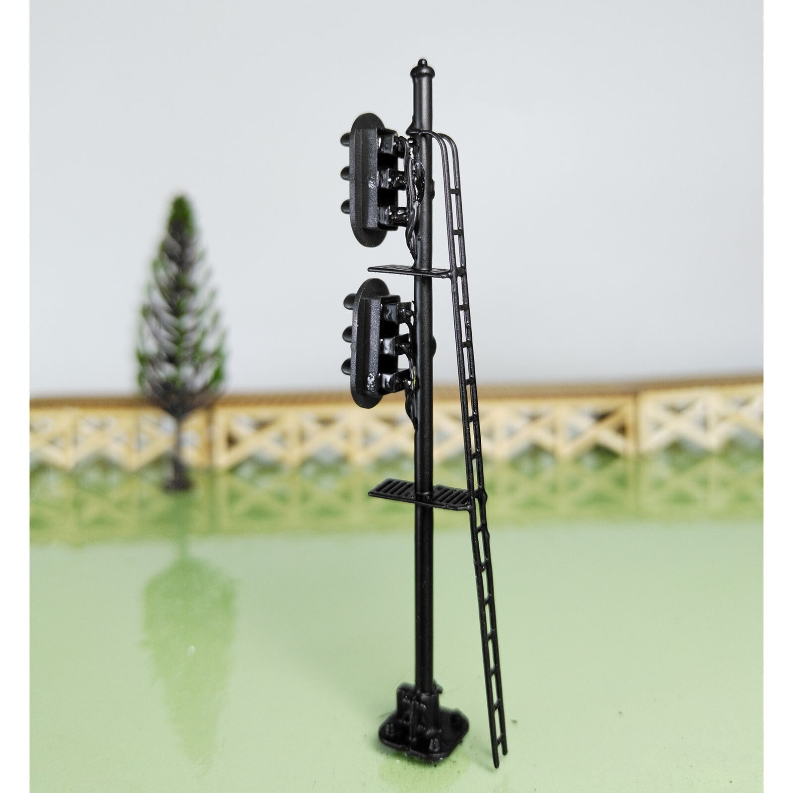 1 x HO scale model railroad 2 heads 3 + 3 aspects block signal LED made #K33SgBK