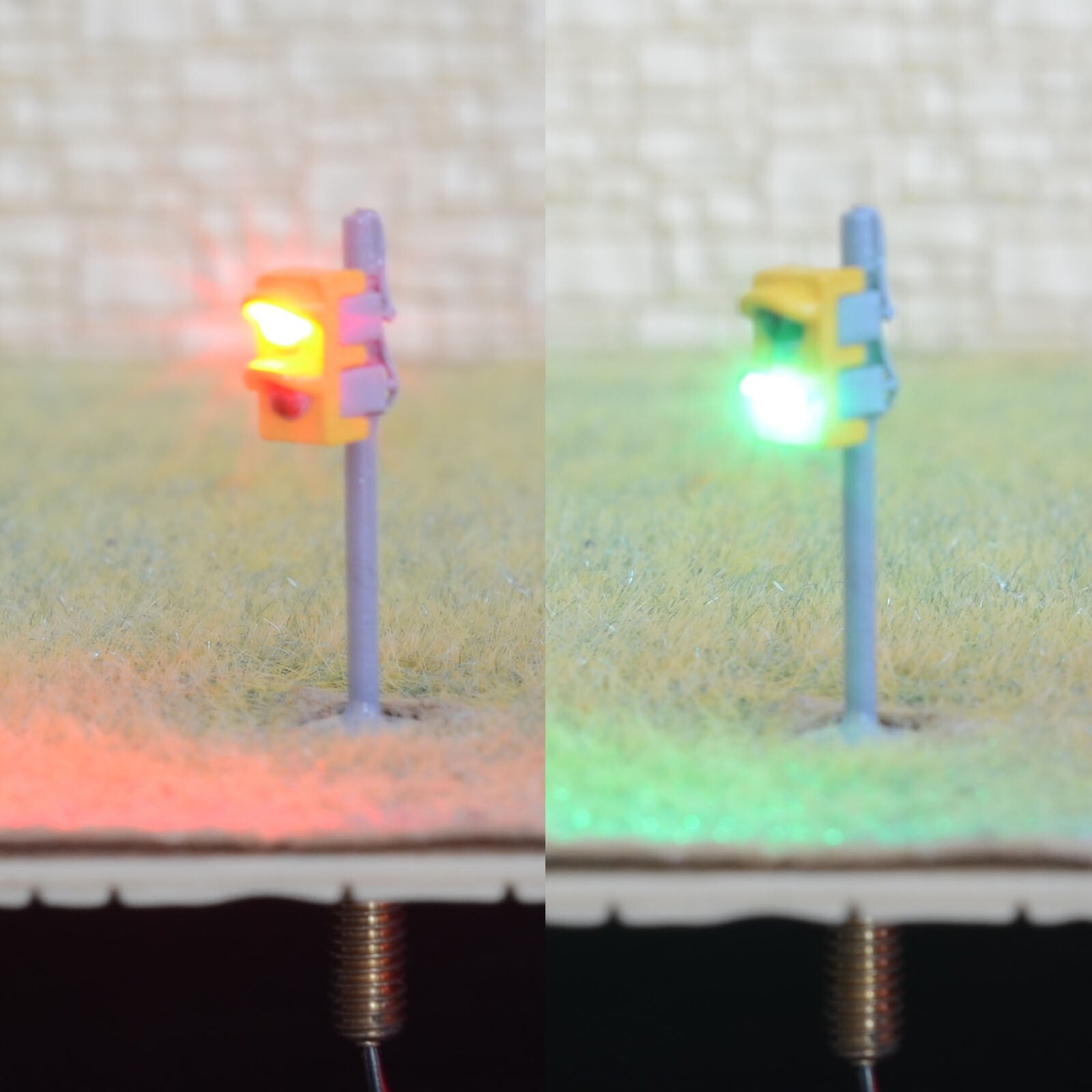 2 x traffic signal light N scale model railroad crossing walk pedestrian #OR2N