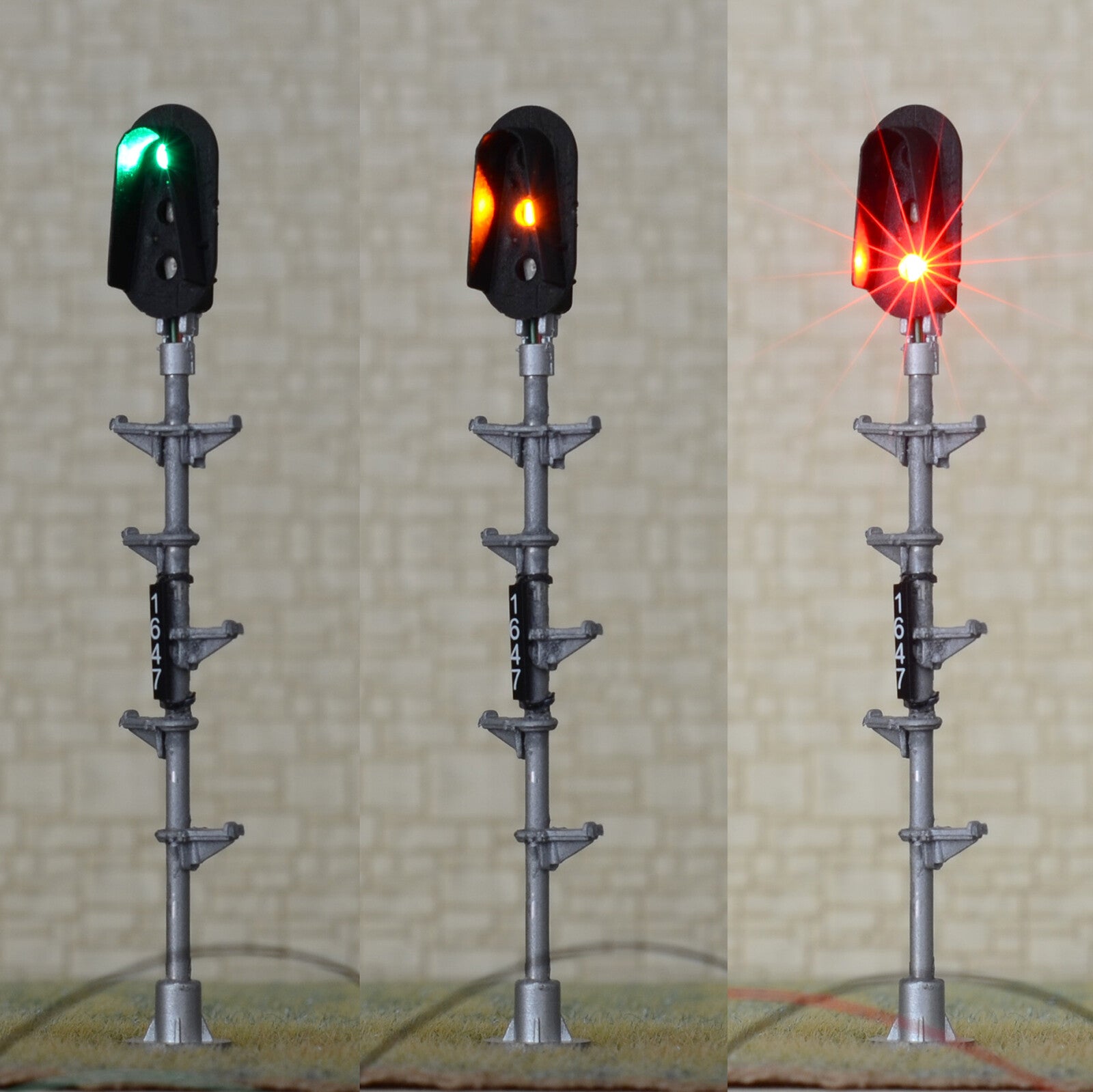 1 x HO scale 3 colors block signal with foot pedal full sunshield target #P3