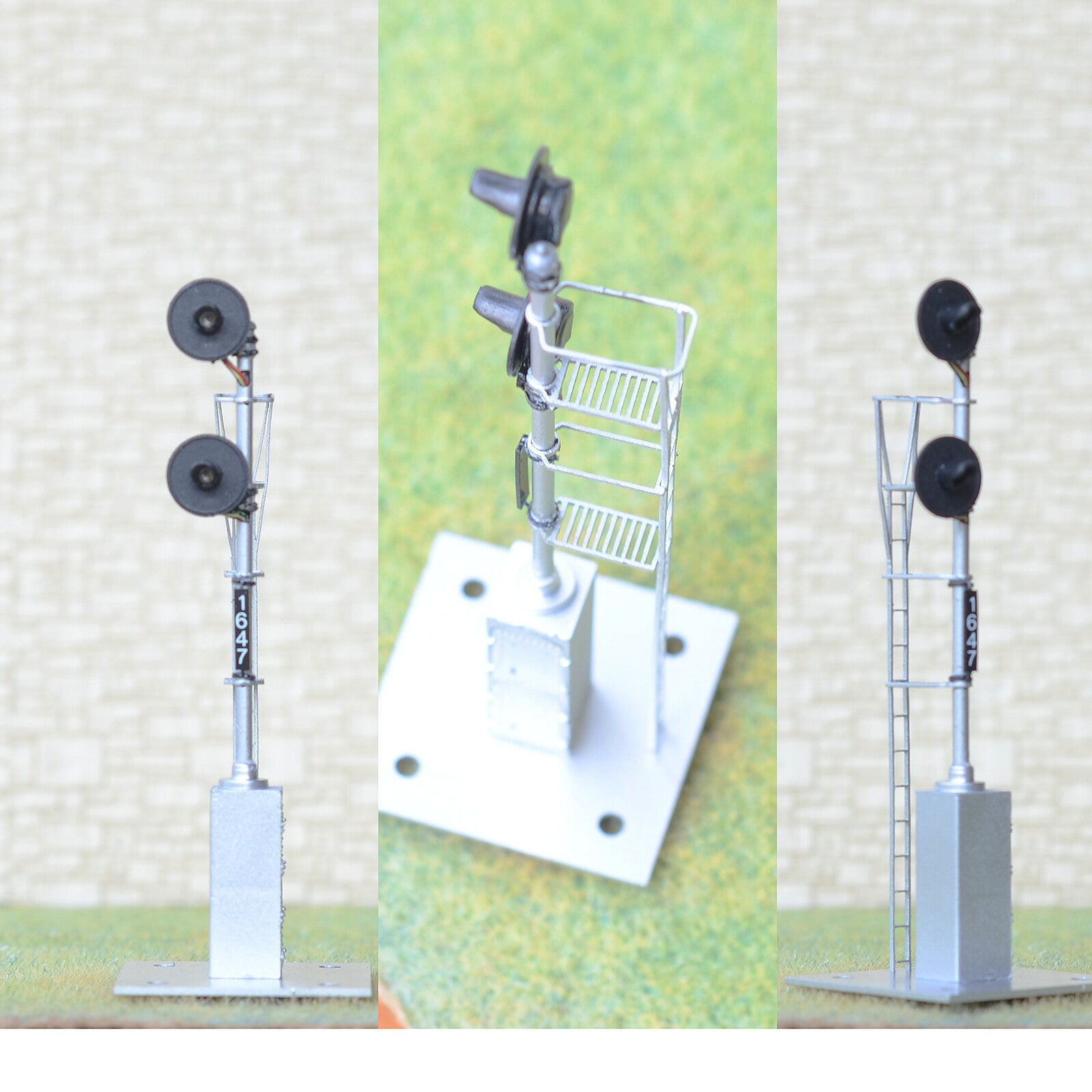 1 x HO scale model railroad 3-colors searchlight signal metal cabinet 2 head #23