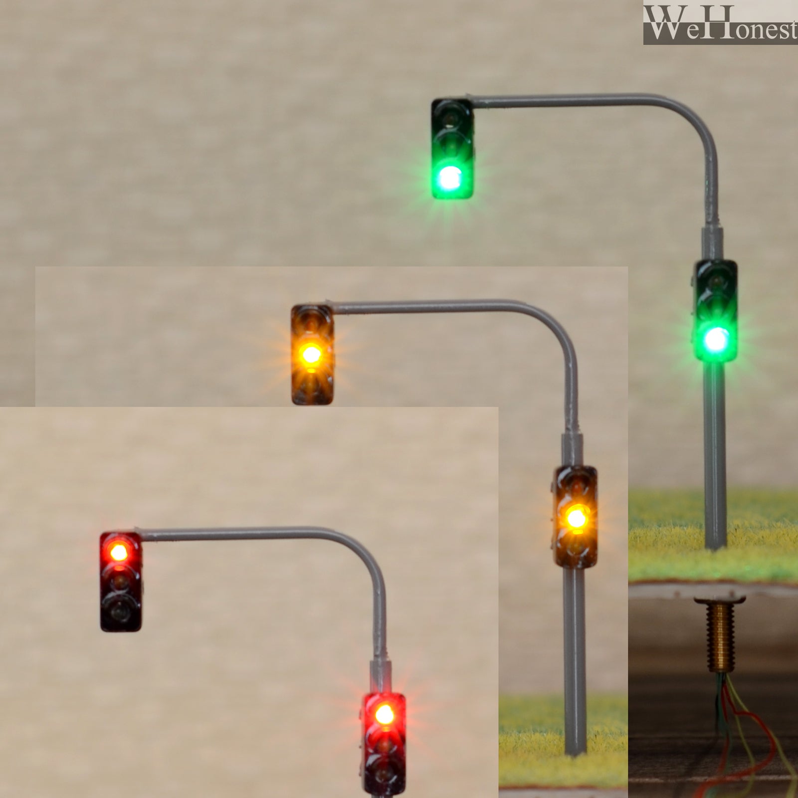 2 x traffic lights HO OO crossing walk model train led street signals #B3C3RHBL