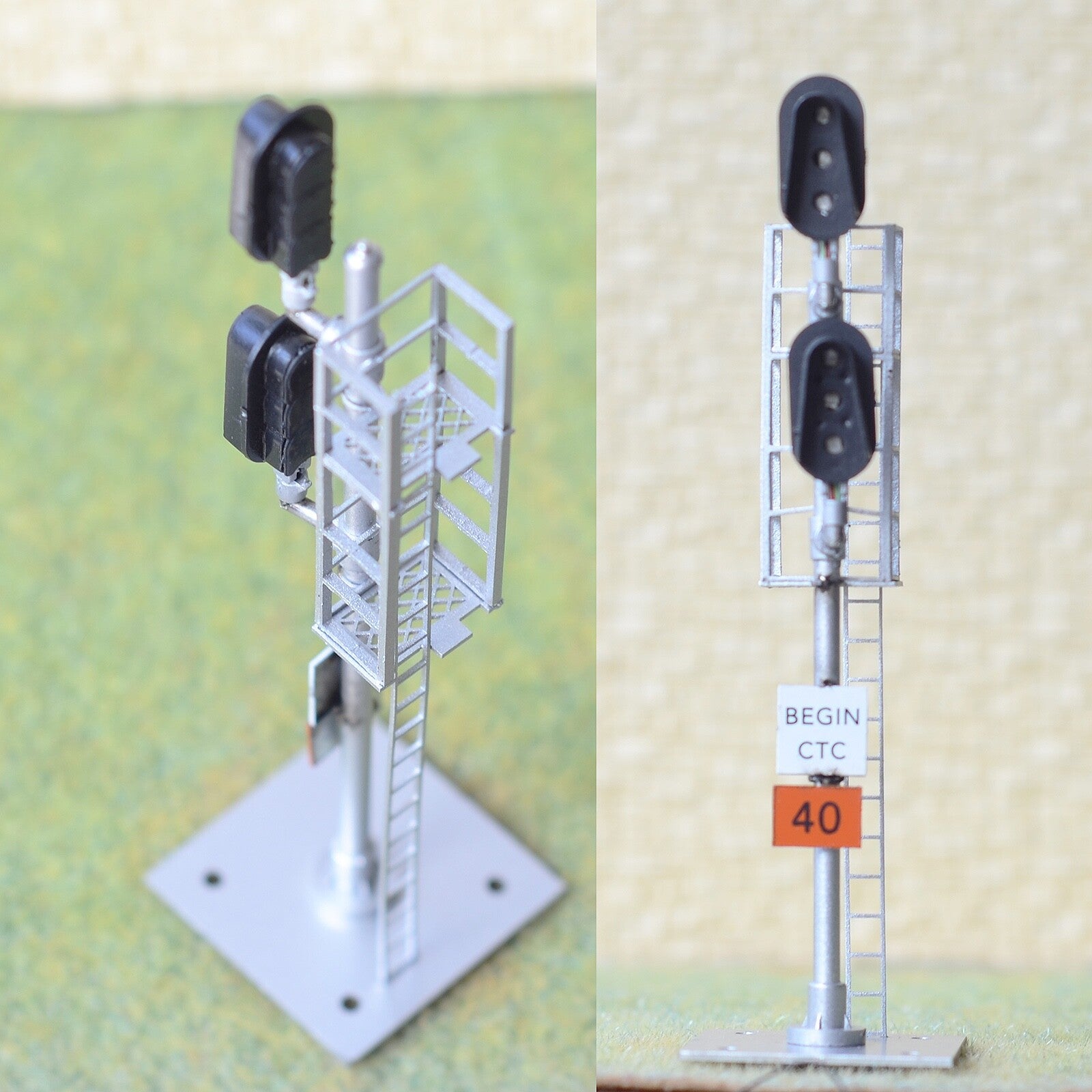 1 x HO scale model 3 colors block signal sunshield 2 heads Darth Vader style #Z2