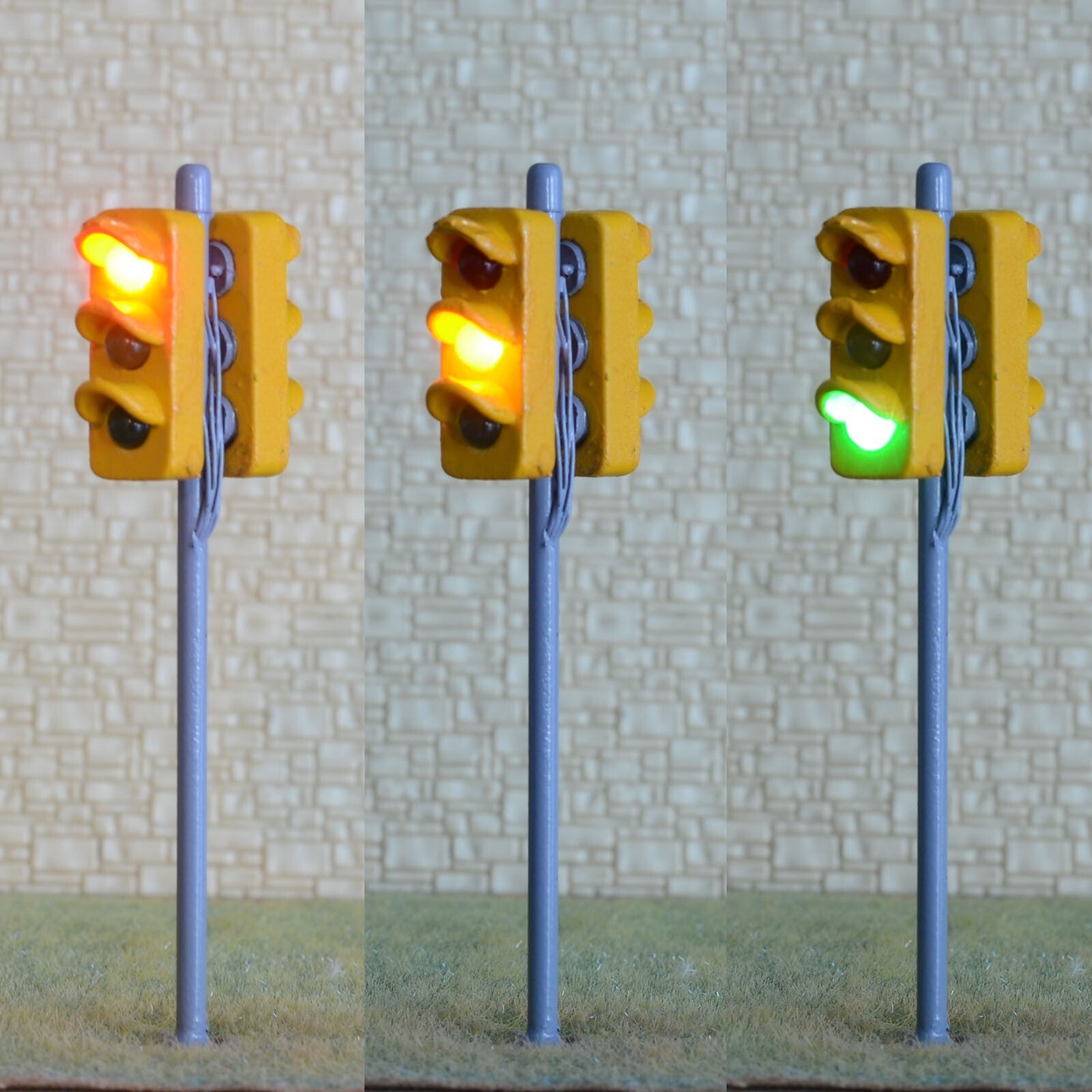 2 x traffic signal light O scale model railroad crossing walk led lamp #GR33D