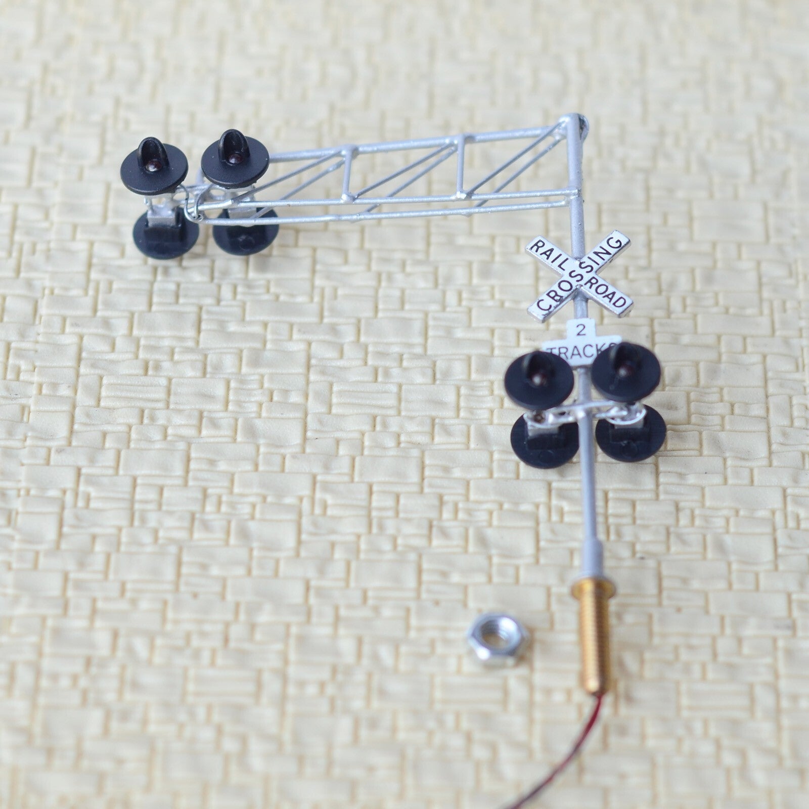 1 x HO scale model railroad cantilever grade crossing signal 2 tracks #C27