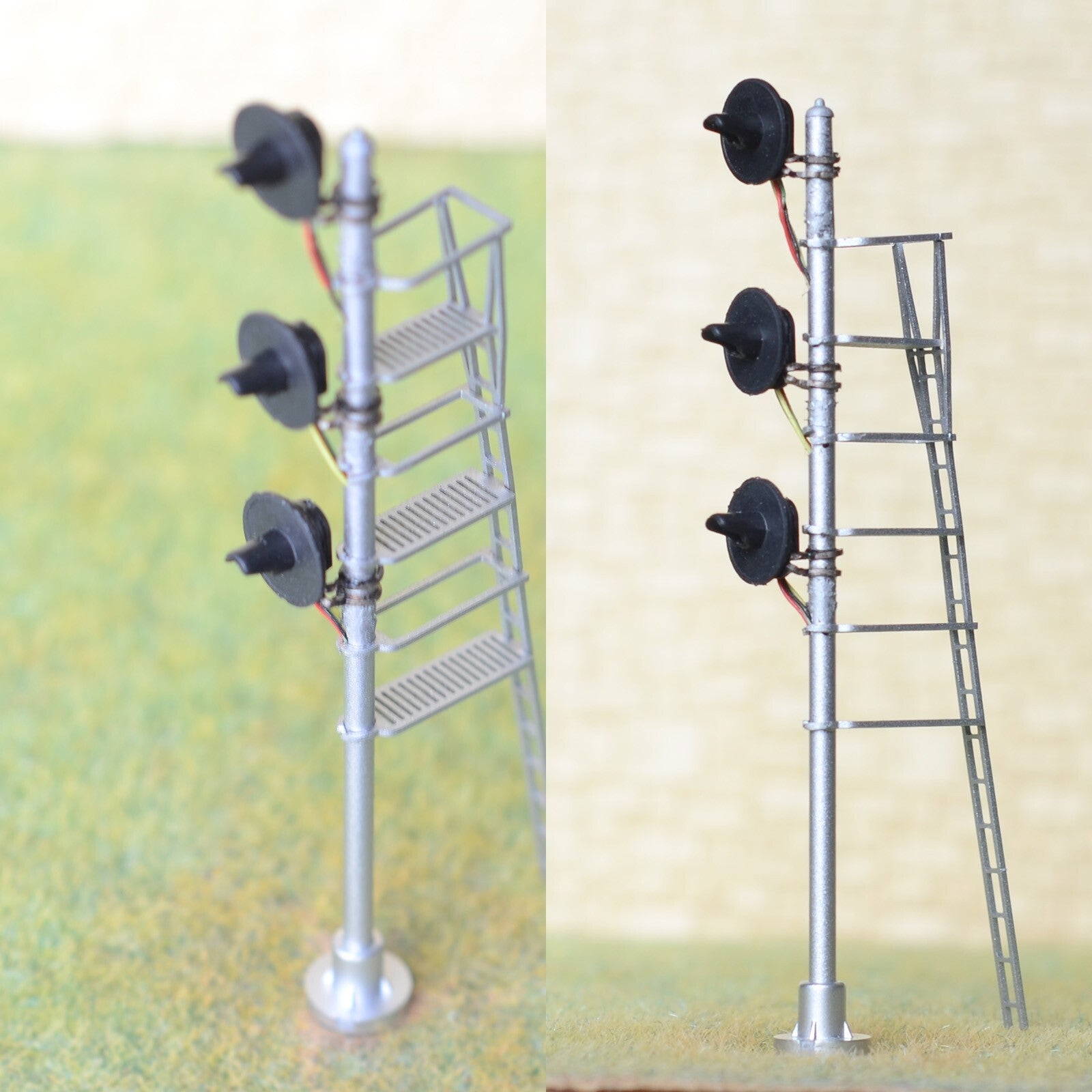 1 x HO scale model railroad LED searchlight signal 3-colors metal 3 heads #M13