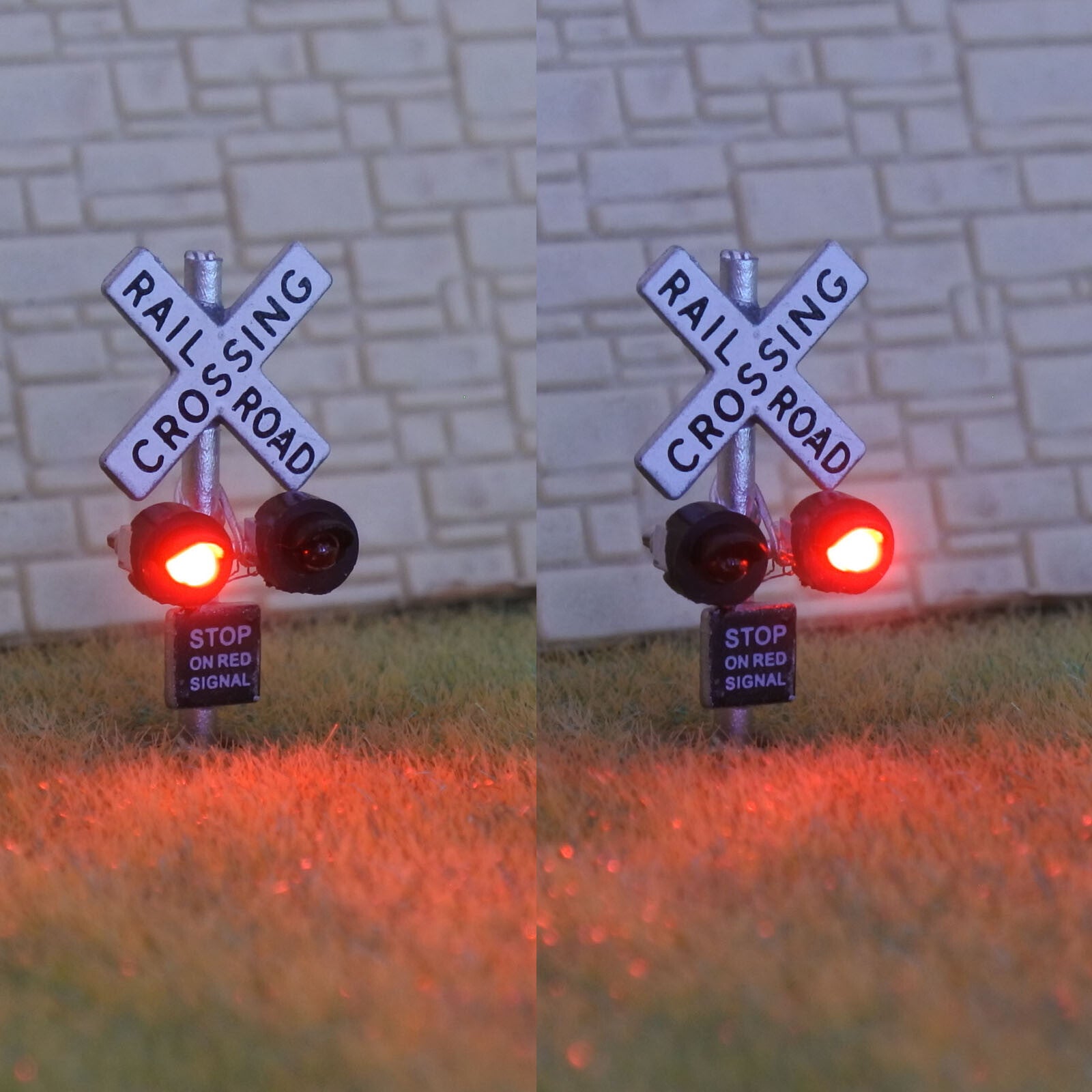 2 x N scale model grade crossing signal light LED made + 1 flasher board #csnSL6