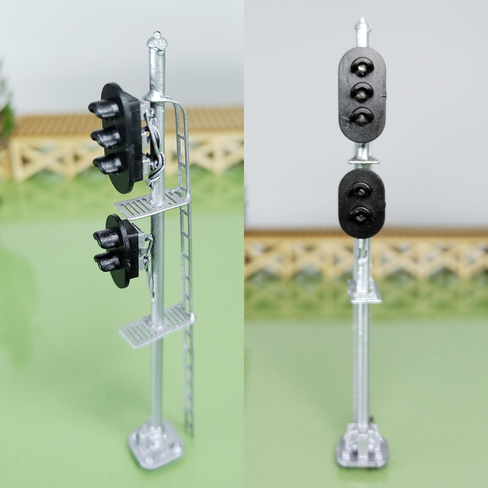 1 x HO scale model railroad 2 heads 2 + 3 aspects block signal LED made #K32Sg