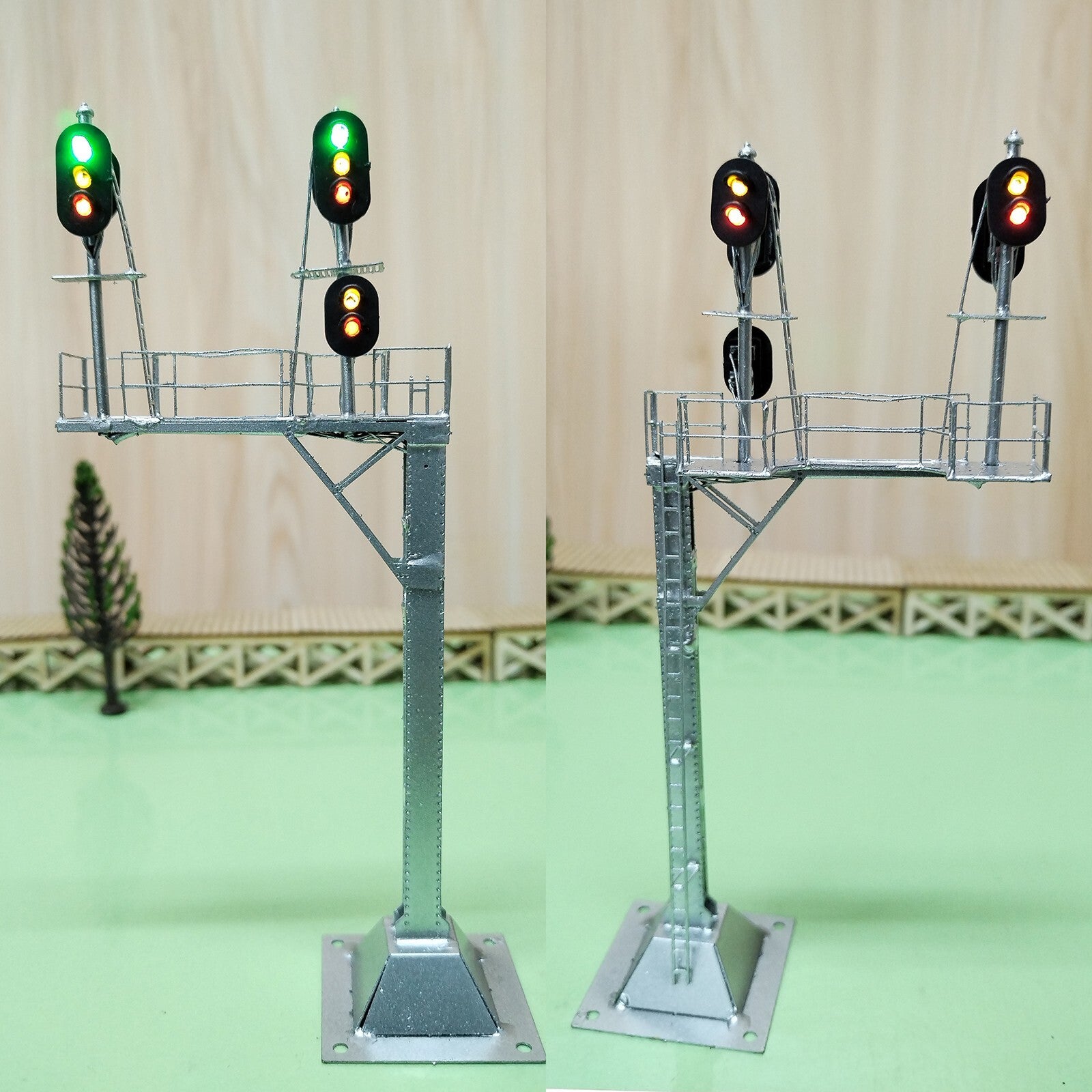 1 x HO scale cantilever block signal tower metal 5 heads 2 directions #CB42