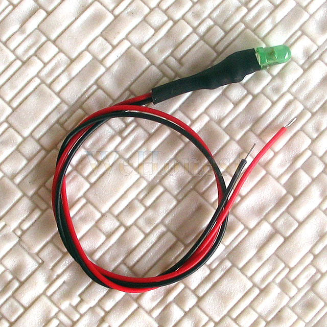 20 pcs Pre Wired 3mm Green LEDs Light Lamp 12V - 16V