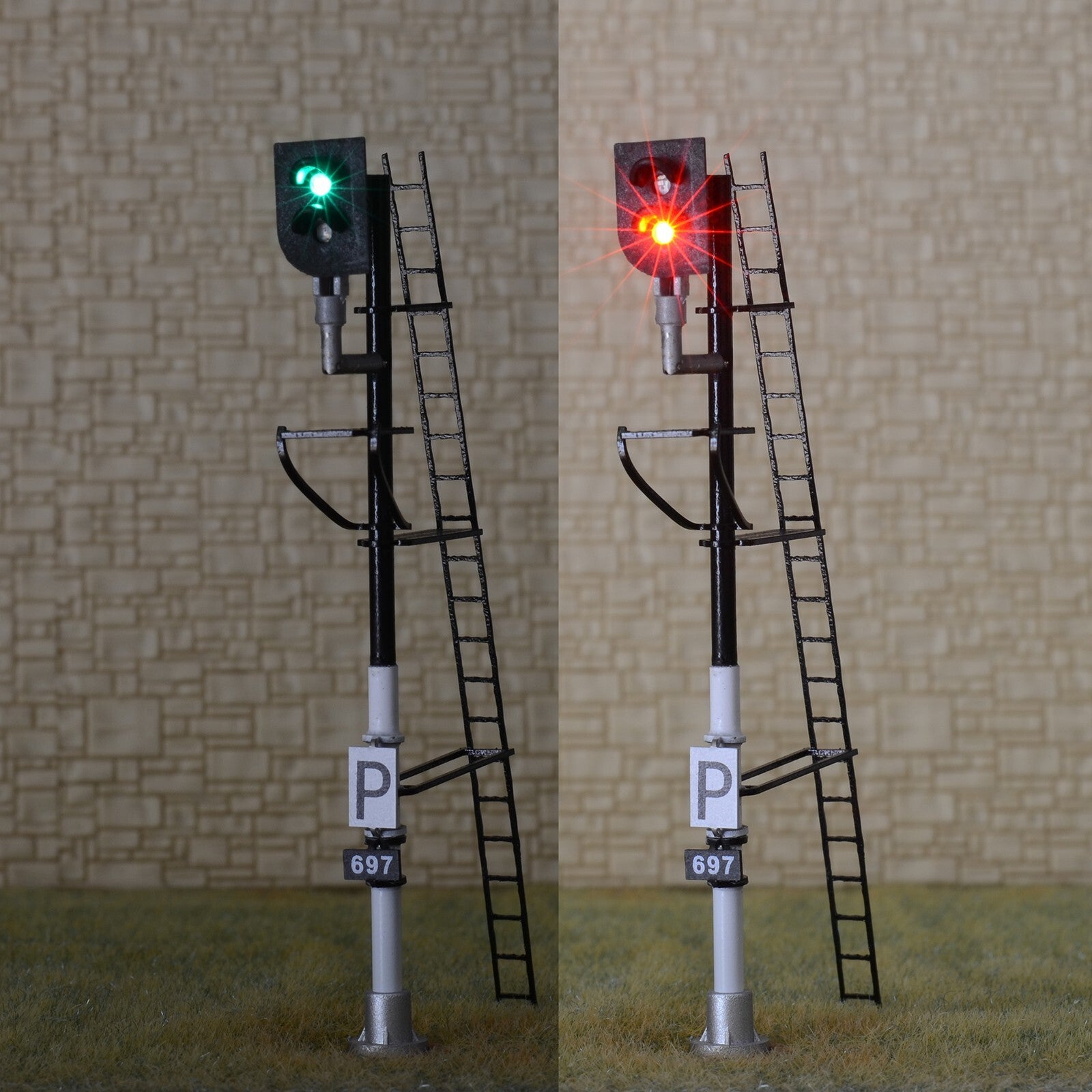 1 x HO scale model railroad European block signal light 2 aspects metal #ES2F