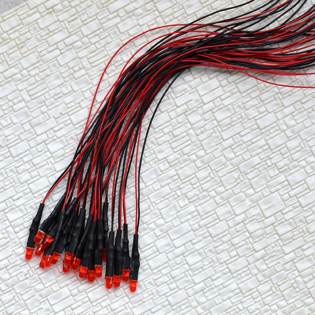 20 pcs Pre Wired 3mm Red Auto Flashing LEDs Pre-Wired resistor for 12V - 16V