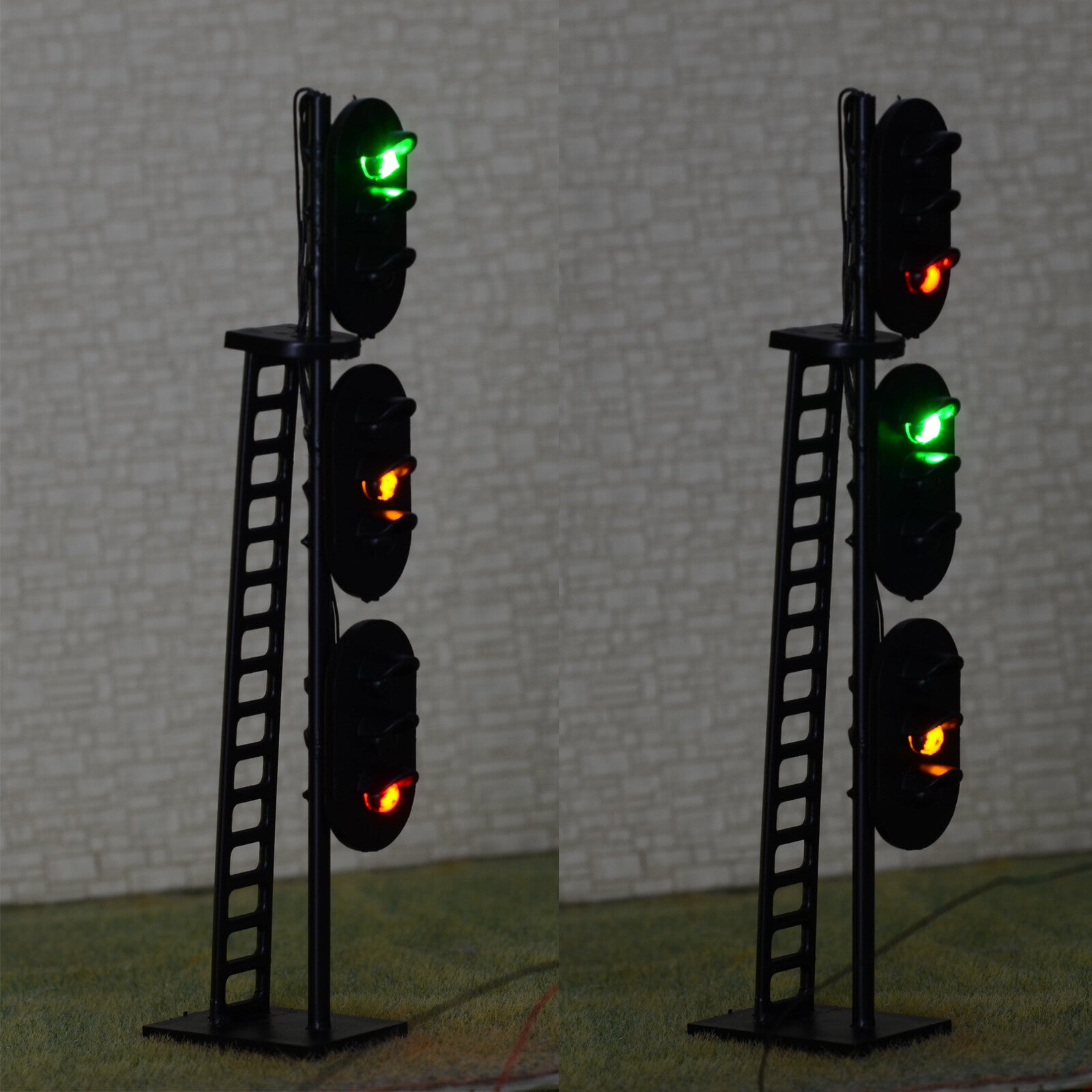 1 x O scale railroad block signals 3 target faces 3 aspects green/yellow/red