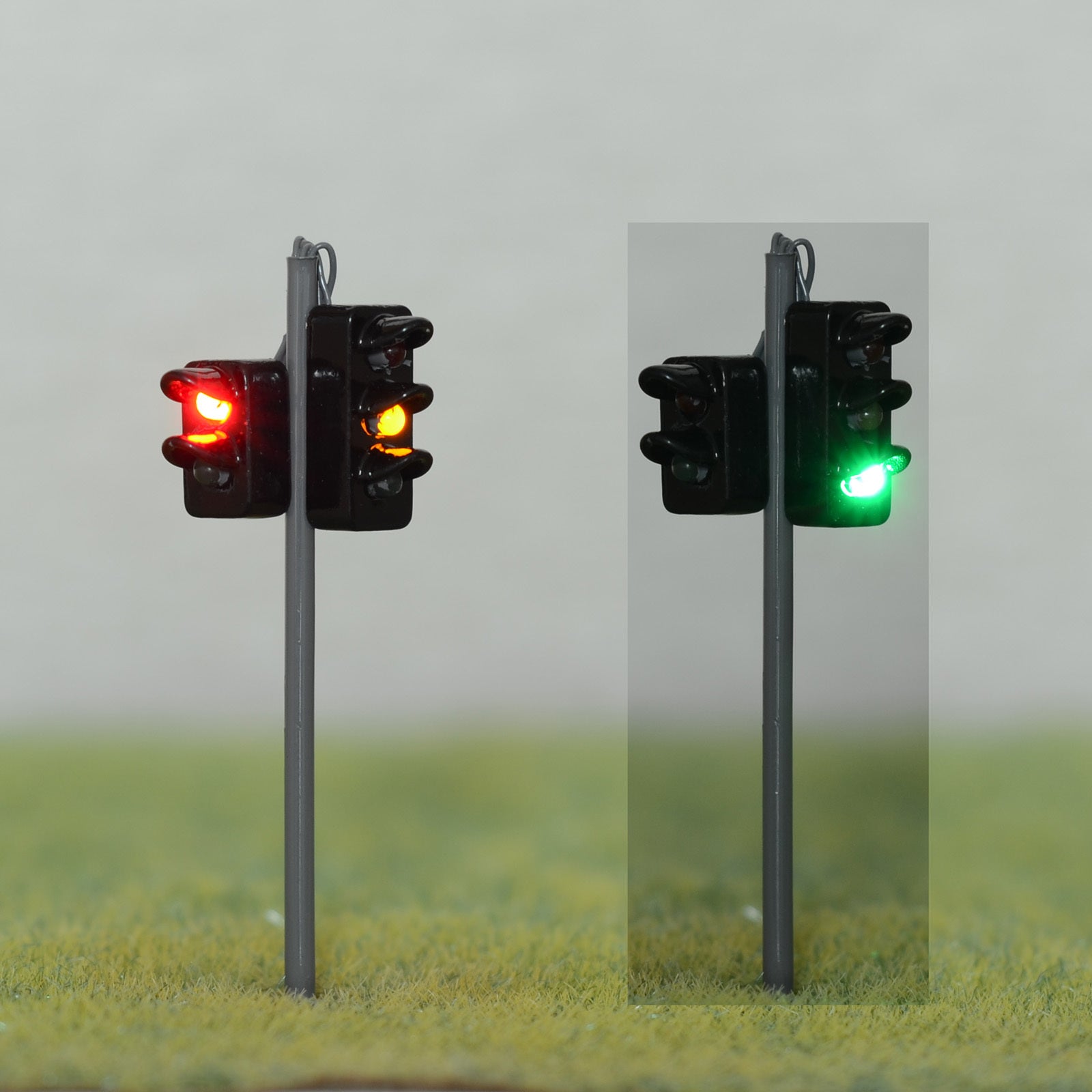 2 x traffic signal light HO OO scale model railroad crossing walk led lamp #GR23